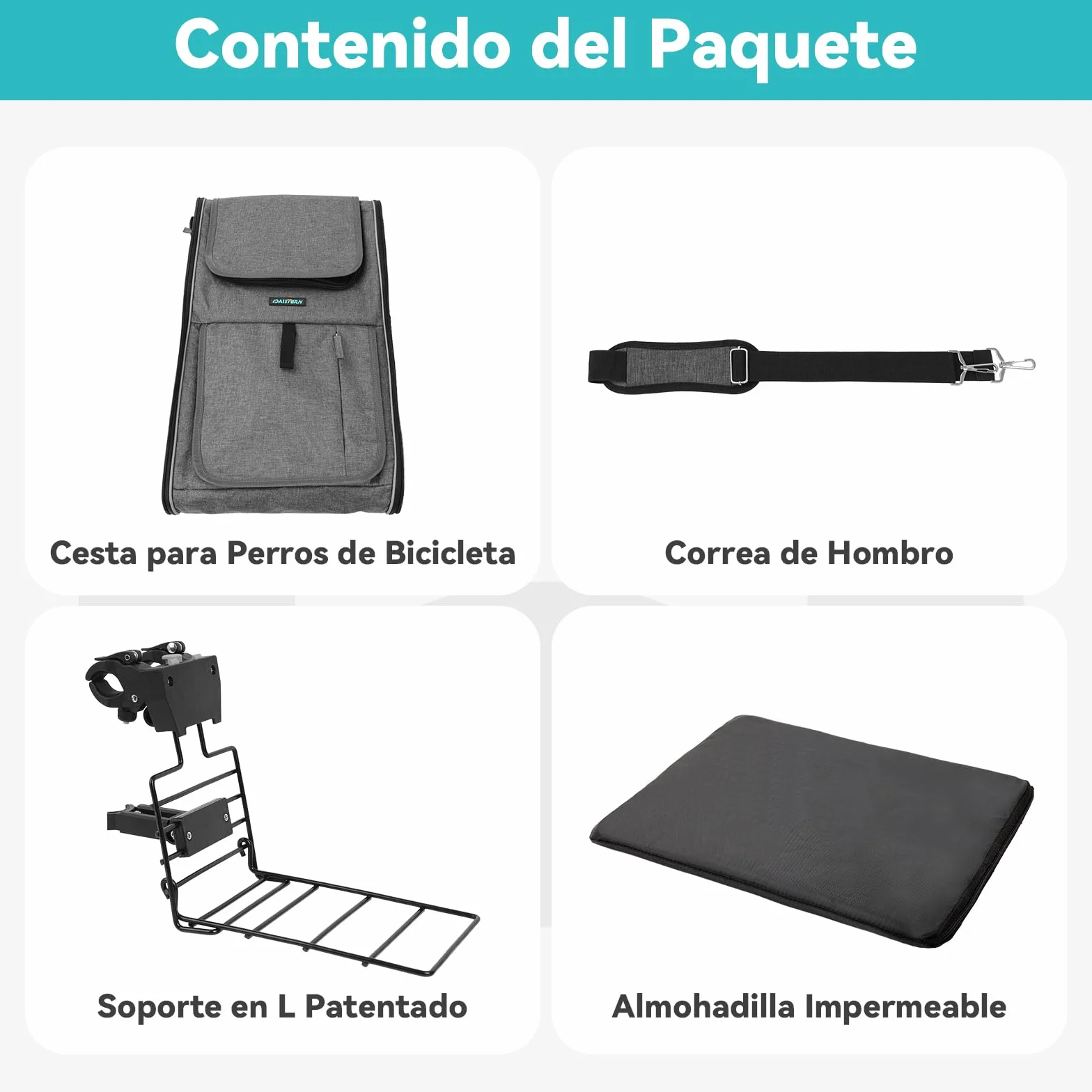 Cestino da Bici Anteriore per Cani Gatti fino a 10KG con Supporto L Ultra-Resistente Φ55mm, Zaino per Animali Domestici con Cerniera SBS, Finestre in Rete Traspirante, Cuscino Impermeabile