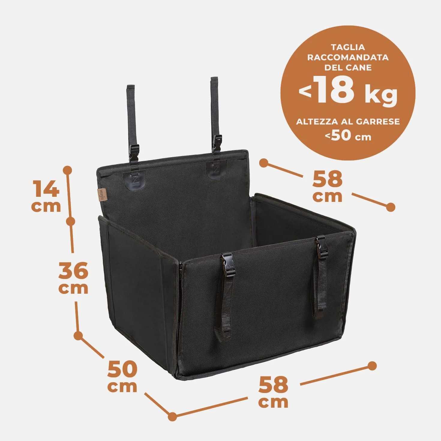 Seggiolino Auto Extra Stabile per Cani Piccoli e Medie - Rinforzato con 4 Cinghie Impermeabile per Sedile Posteriore