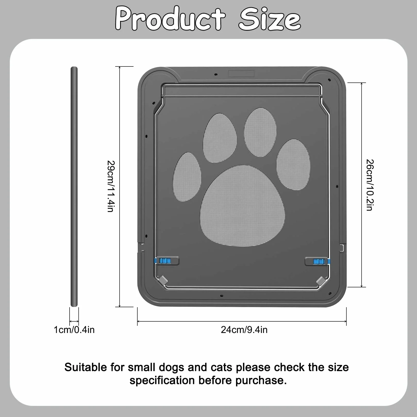 Zanzariera Gatti 29x24 cm Gattaiola con Chiusura a Chiave Magnetica per Animali Domestici