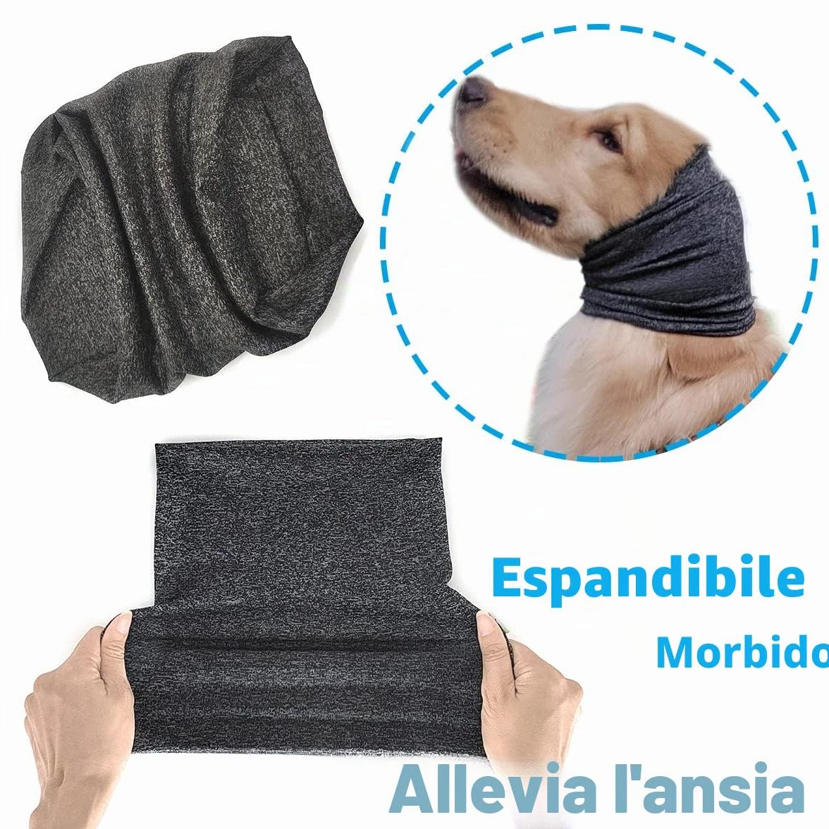 Pattepoint Snood per orecchie cane calma ansia rumore grigio L
