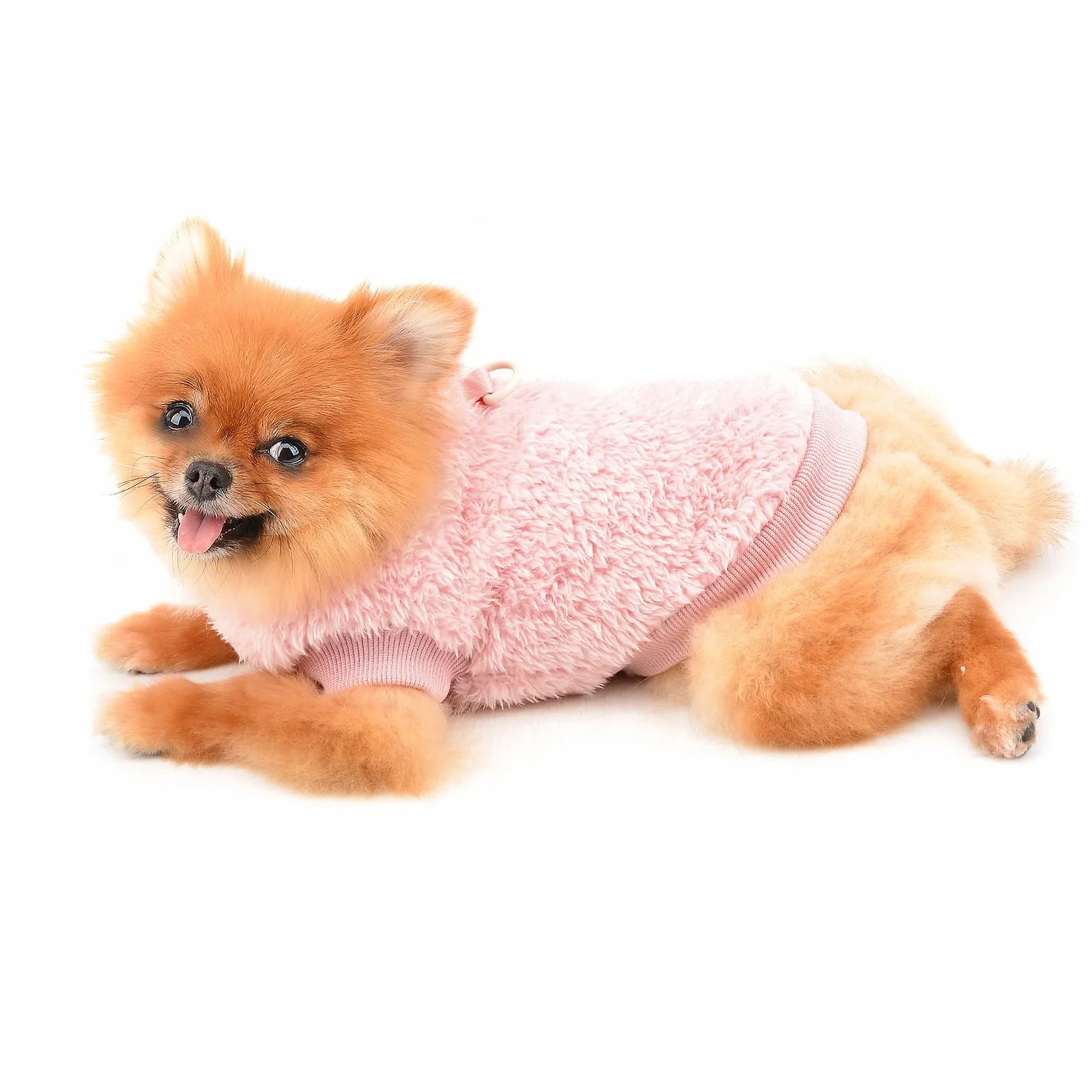 Pet Sherpa Maglione in pile con dolcevita e anello a D per cani piccola taglia gatto cucciolo Yorkie Chihuahua vestiti caldi autunnali invernali rosa S