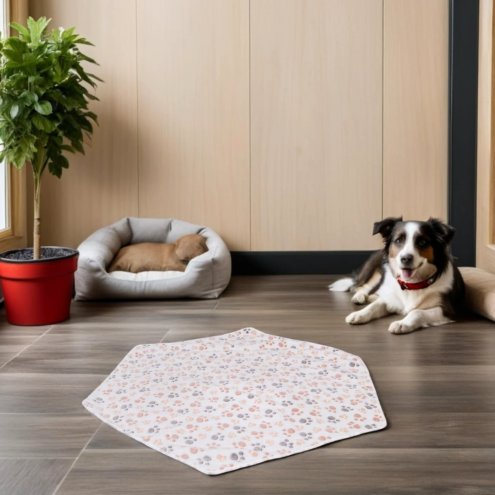 Alasum Tappetino Pile Cani Riutilizzabile per in Gatti e Igienico Esagonale di Corallo Lavabile Facile da Pulire Invernali per Box e Viaggi