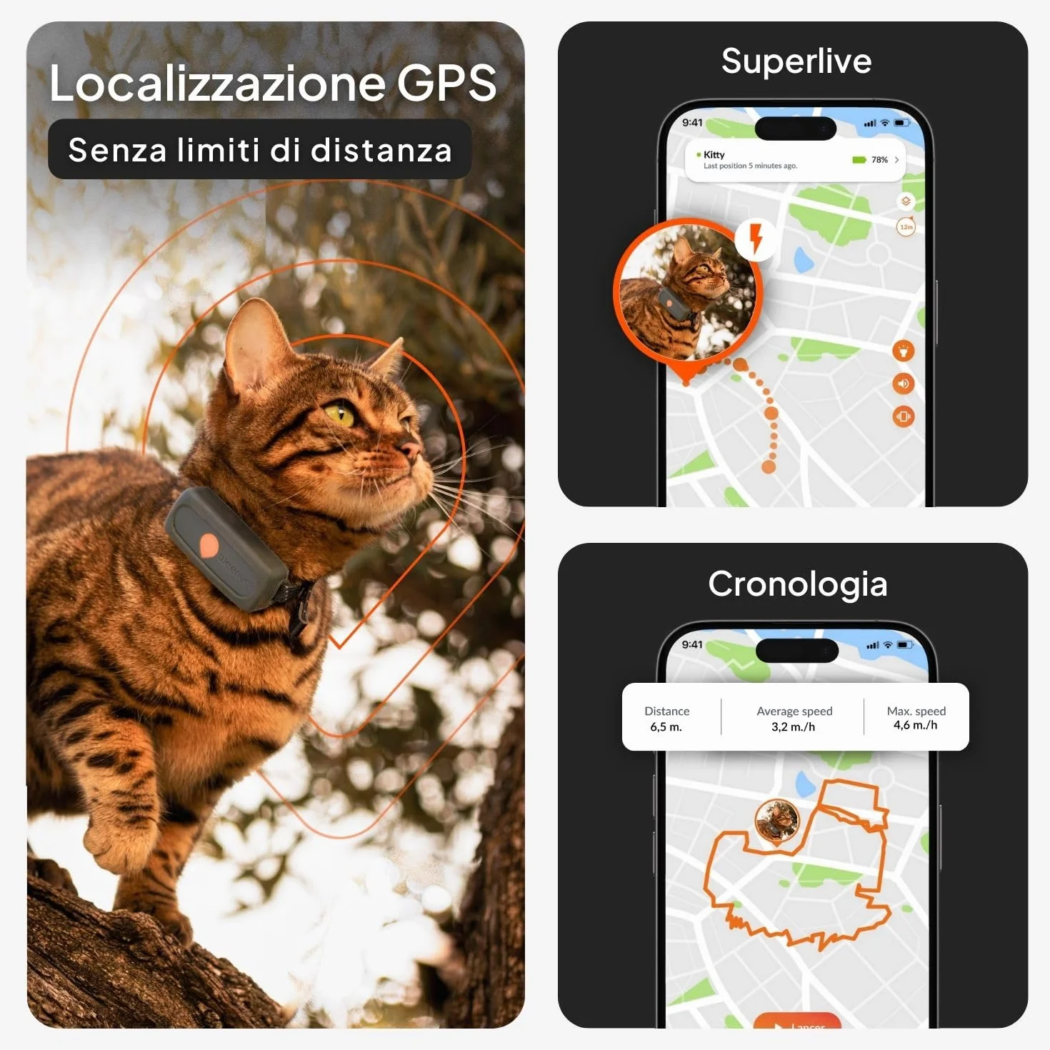 Weenect Cat XS - NUOVO collare GPS per gatti | Il più piccolo sul mercato | Funziona con abbonamento | Collare incluso | Garanzia a vita