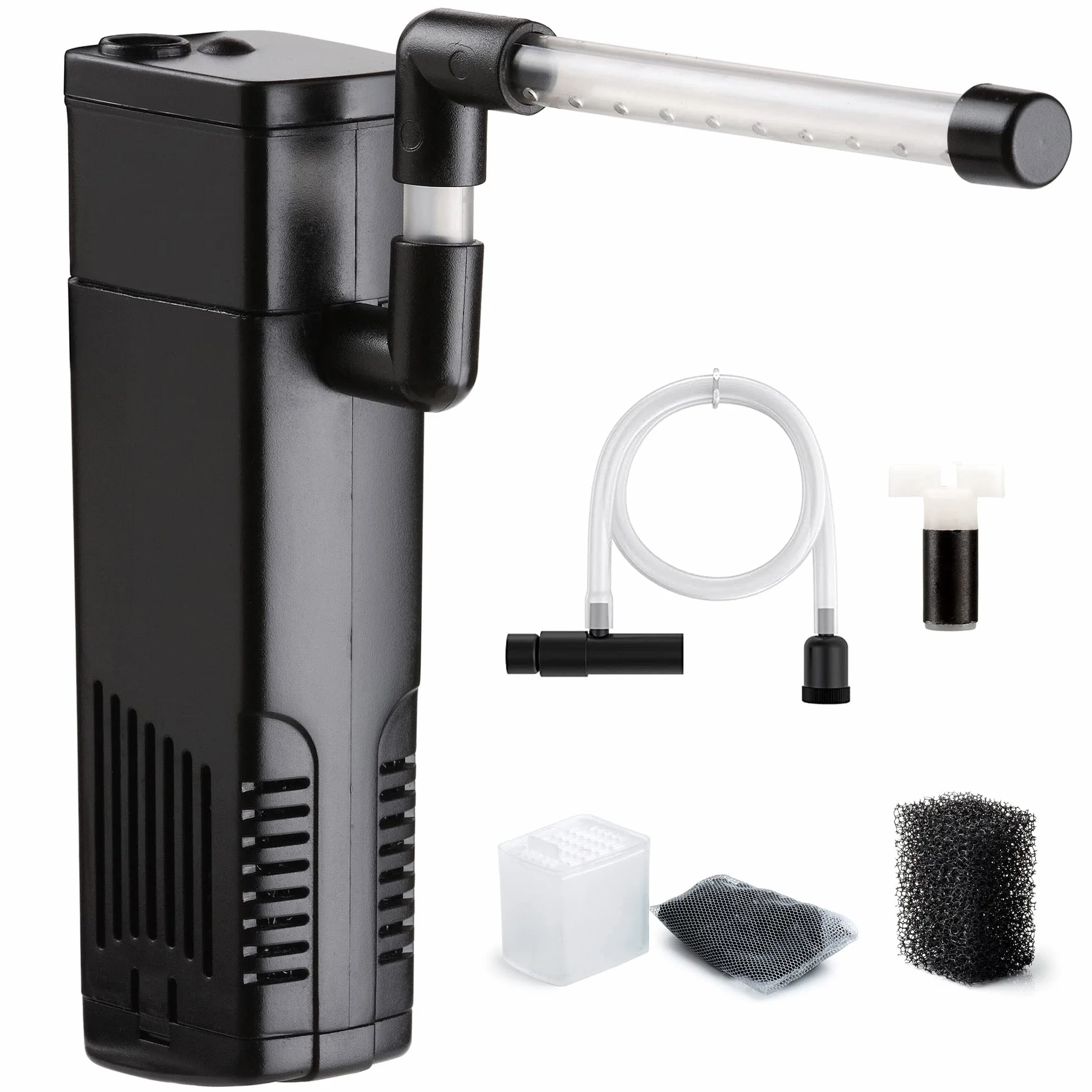 NICREW Filtro Acquario Interno Silenzioso e Potente, Filtro Interno Acquario con Flusso Massimo di 150L/H, Adatto per Acquario Fino a 20L
