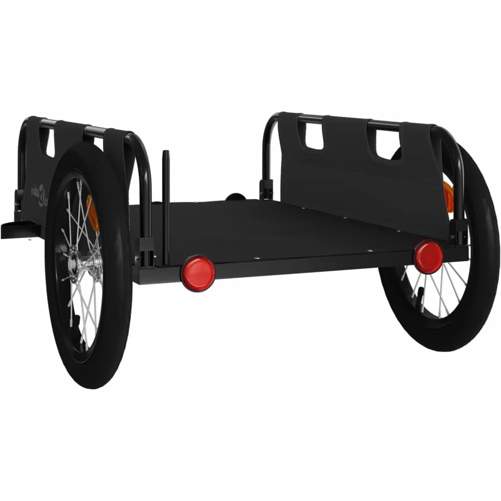 vidaXL Rimorchio da Bici Nero Oxford e Ferro