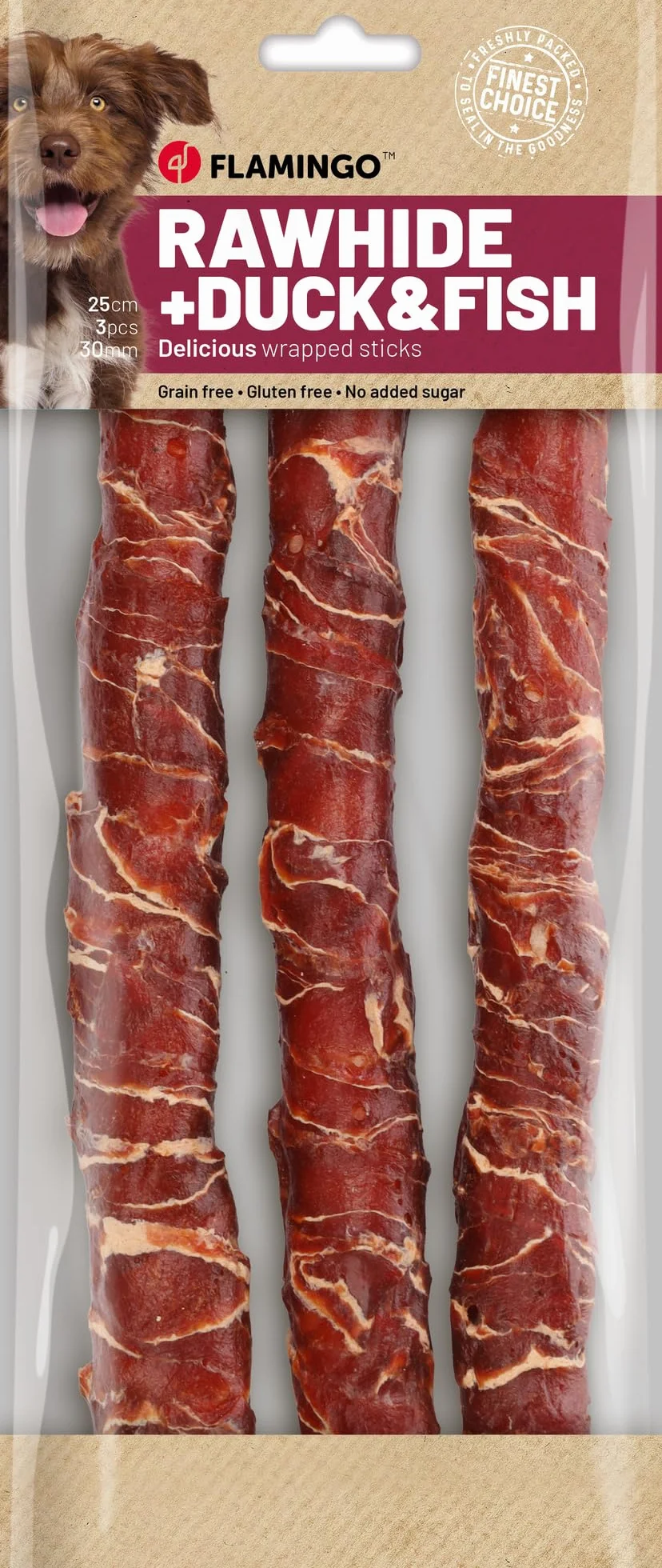 snack per cani - bastoncini per cani - R'Hide con anatra e merluzzo - 25 cm - 3 pezzi - 240 g - senza glutine - senza cereali - senza zuccheri aggiunti