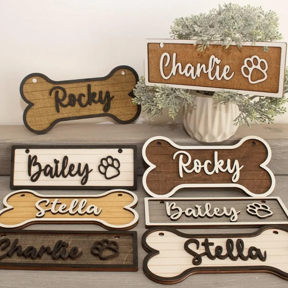 Targhetta in legno personalizzata per gabbia cane 20 x 10 cm regalo per amanti dei cani