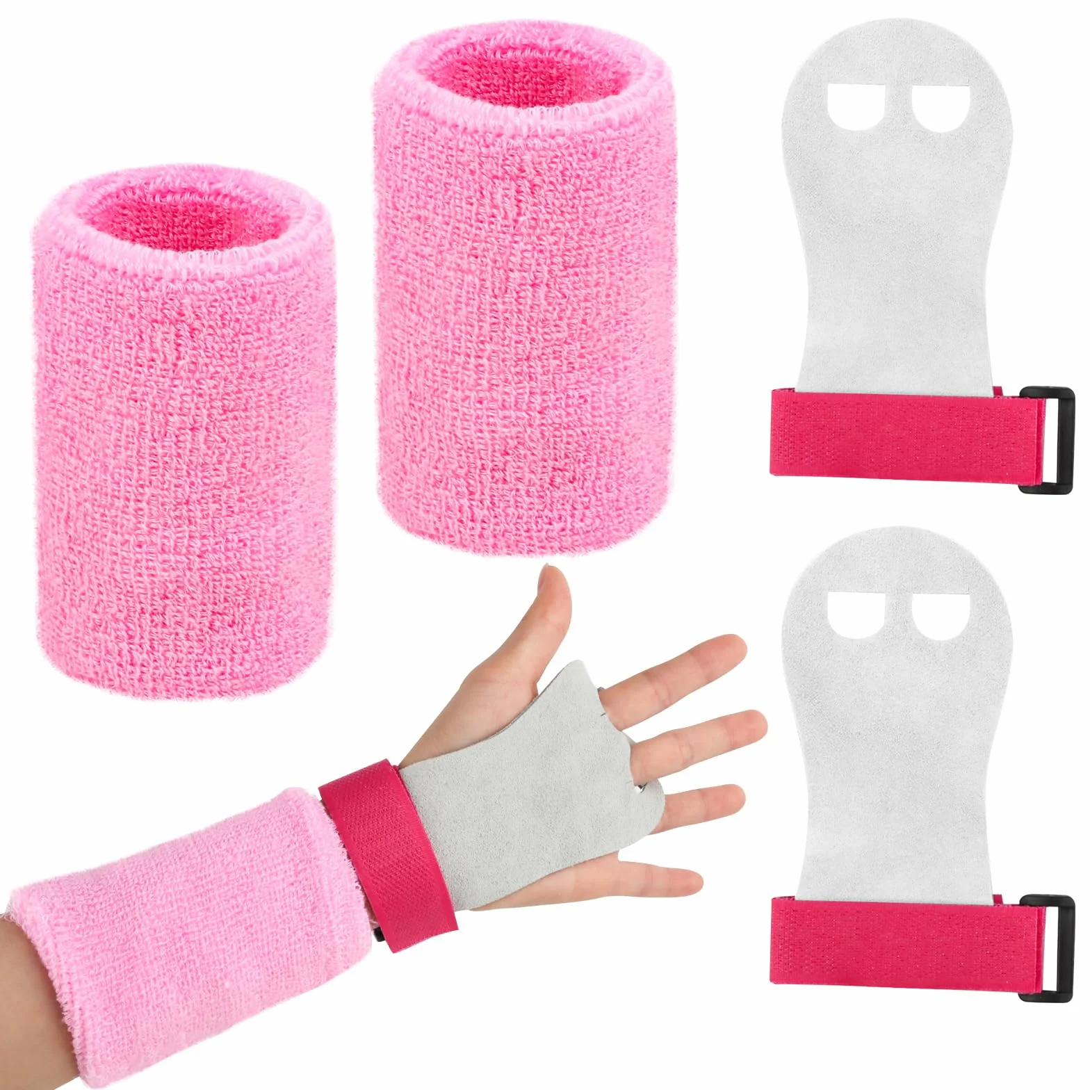 2 Cinturini da Polso con Presa per Ginnastica Sportiva 2 Cinturini la Protezione del Polso, Set di impugnature, Cross Training, ginnastica, Pull Up Grips, Manopole Paracalli per Ginnastica Artistica