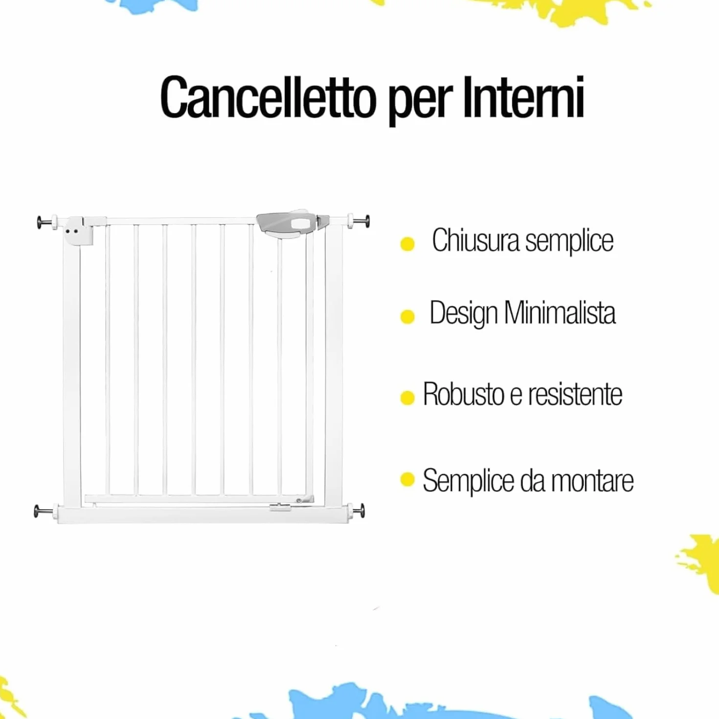 Cancelletto di Sicurezza a Pressione per Cani e Gatti Metallo Bianco 76cm 75-84cm