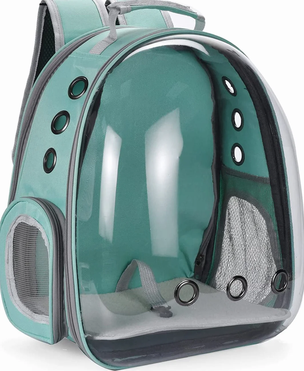 Zaino per Cani Gatti Estensibile, Zaino portatile per cani e gatti con finestra frontale trasparente e Retro espandibile, Zaino Capsula Spaziale ideale per Viaggo (Green, Behind Expand)