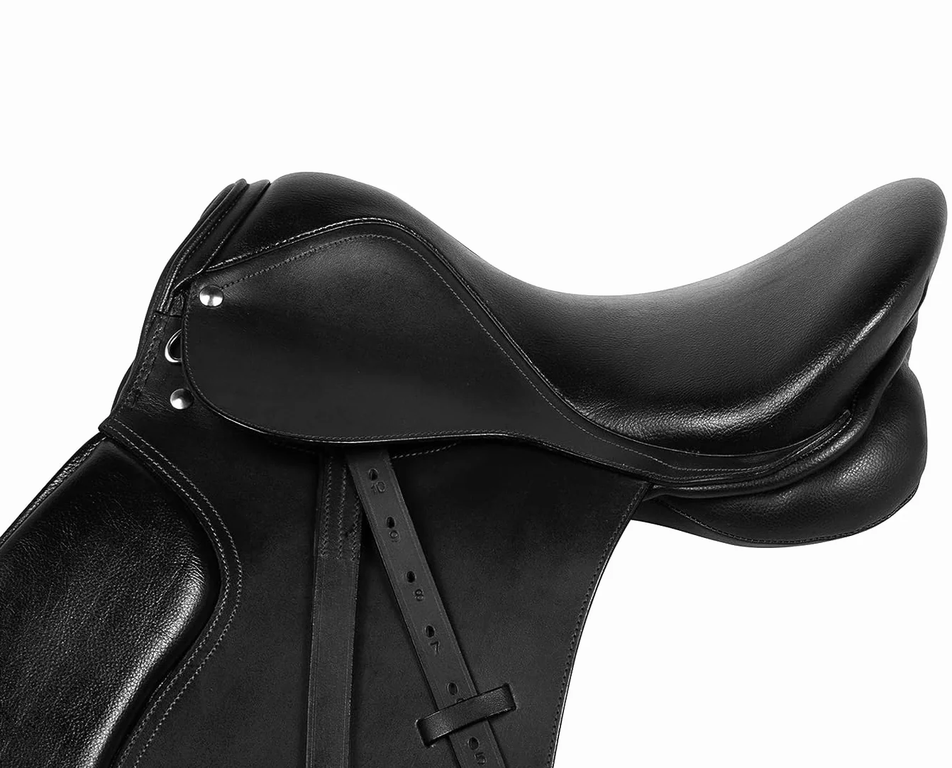 Sella per cavallo inglese in pelle per tutti gli usi, set di finimenti per cavalli da 12" a 18" (17" Seat)