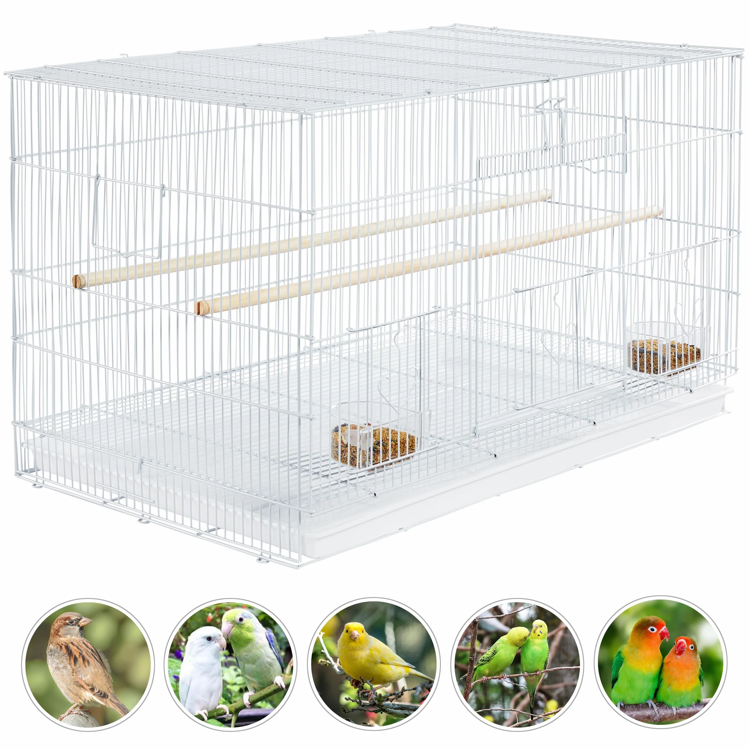 Yaheetech Gabbia Voliera per Uccelli Pappagalli Impilabile in Metallo 77,5 x 46,5 x 46 cm Bianca