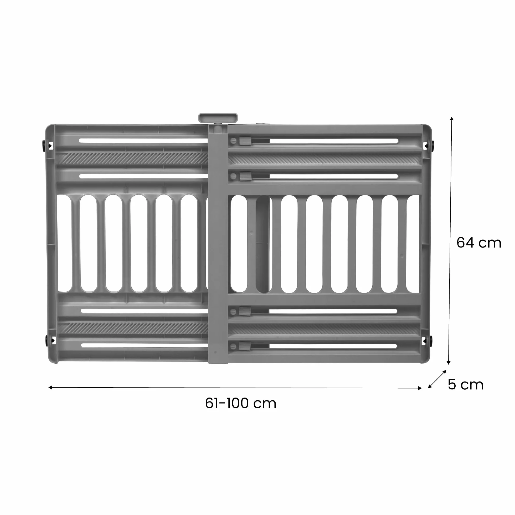 Iris Ohyama, Barriera, Recinzione di Sicurezza per Scale in Plastica (PP) per Cani, Gatti, L61 x P5 x A64 cm, Estensibile, Senza Foratura, Corridoio, Cucina, PBR-600, Grigio