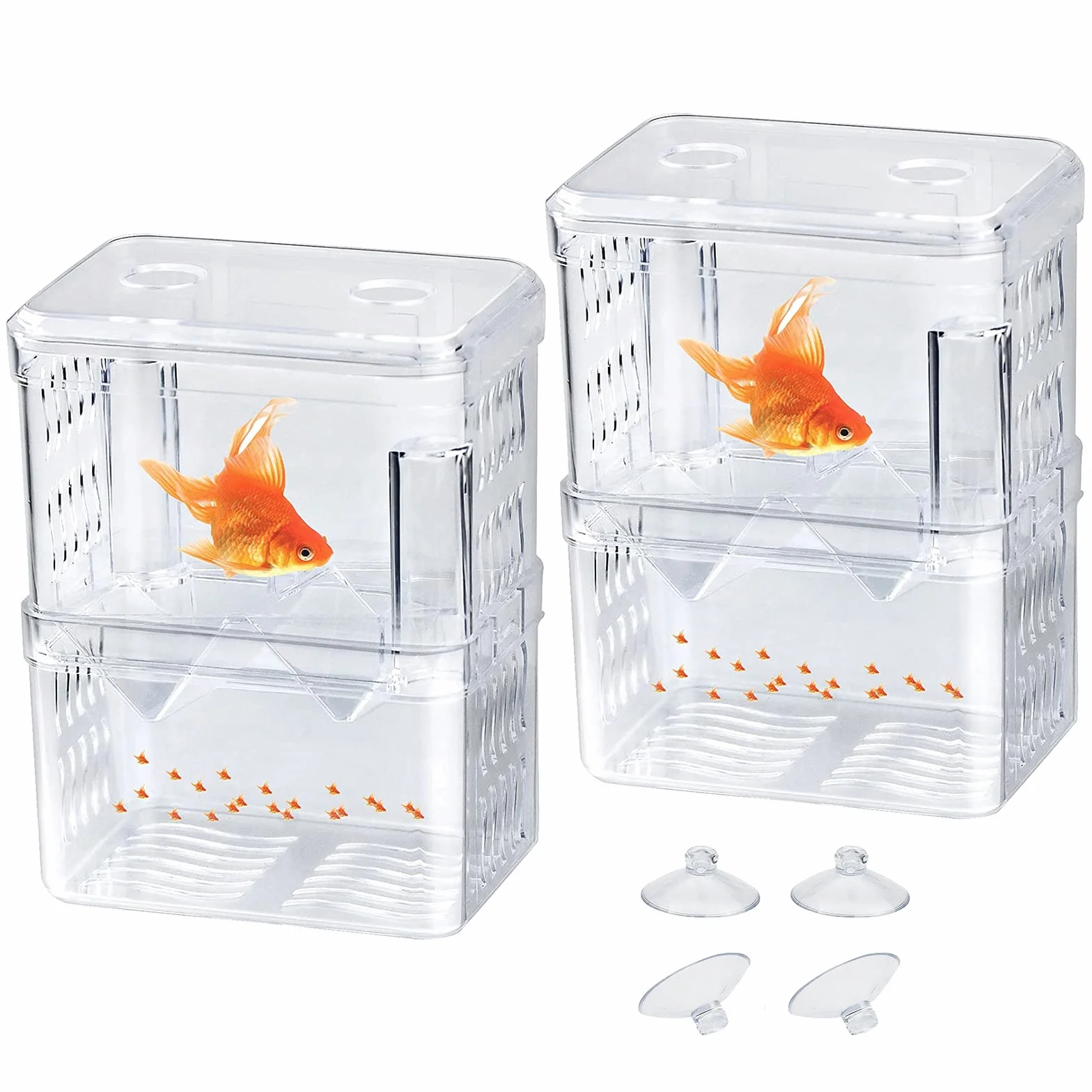 Scatola per Allevamento di Pesci,Guador 2 Pezzi Scatola di Isolamento per Allevamento Acquario Guppy Doppio Allevamento Allevatore Trappola Box Cova Contenitore Acquario Multifunzionale (2 pezzo L)