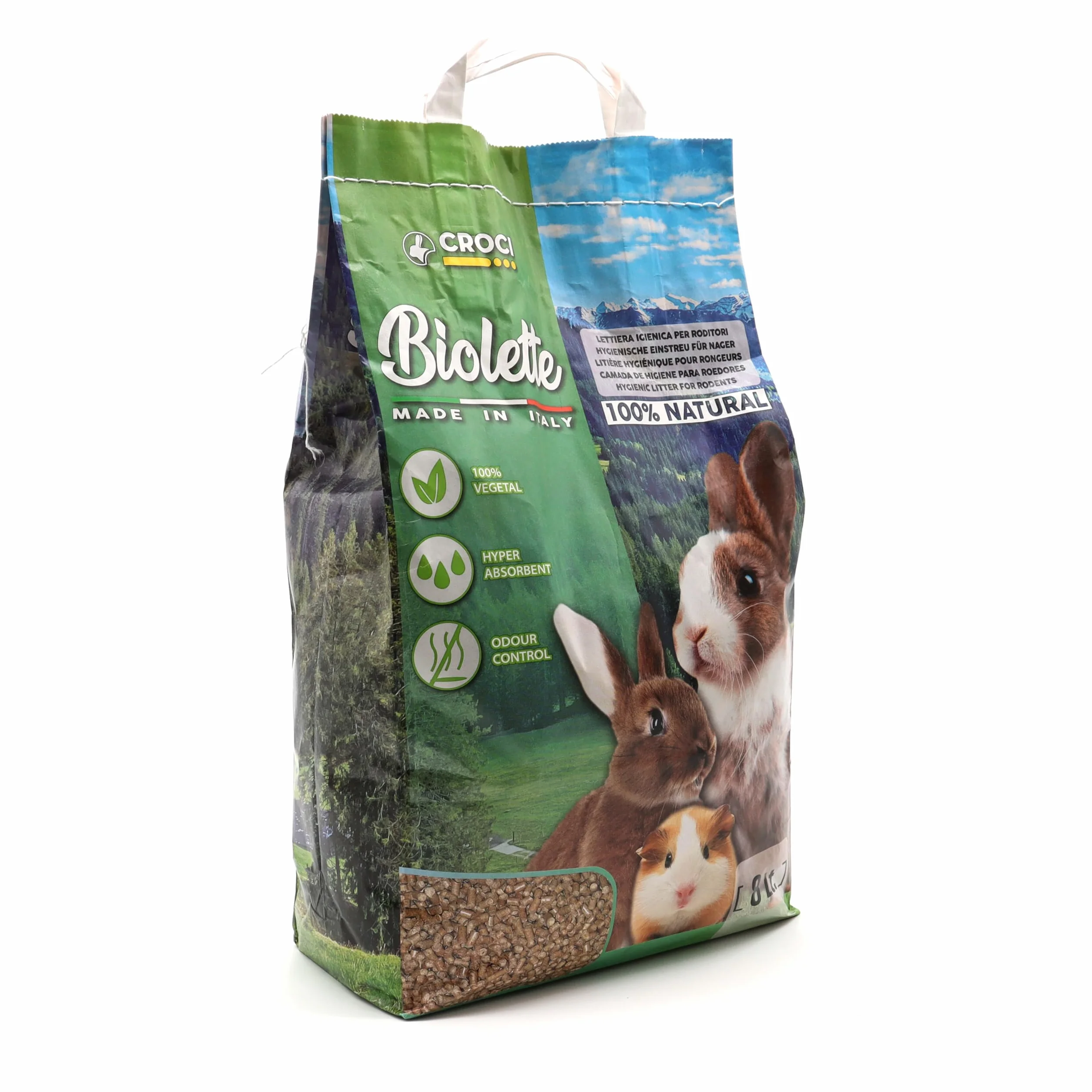 Croci Biolette - Lettiera ecologica 8 litri, lettiera pellet, naturale e biologica, per conigli roditori uccelli e piccoli mammiferi, antiodore