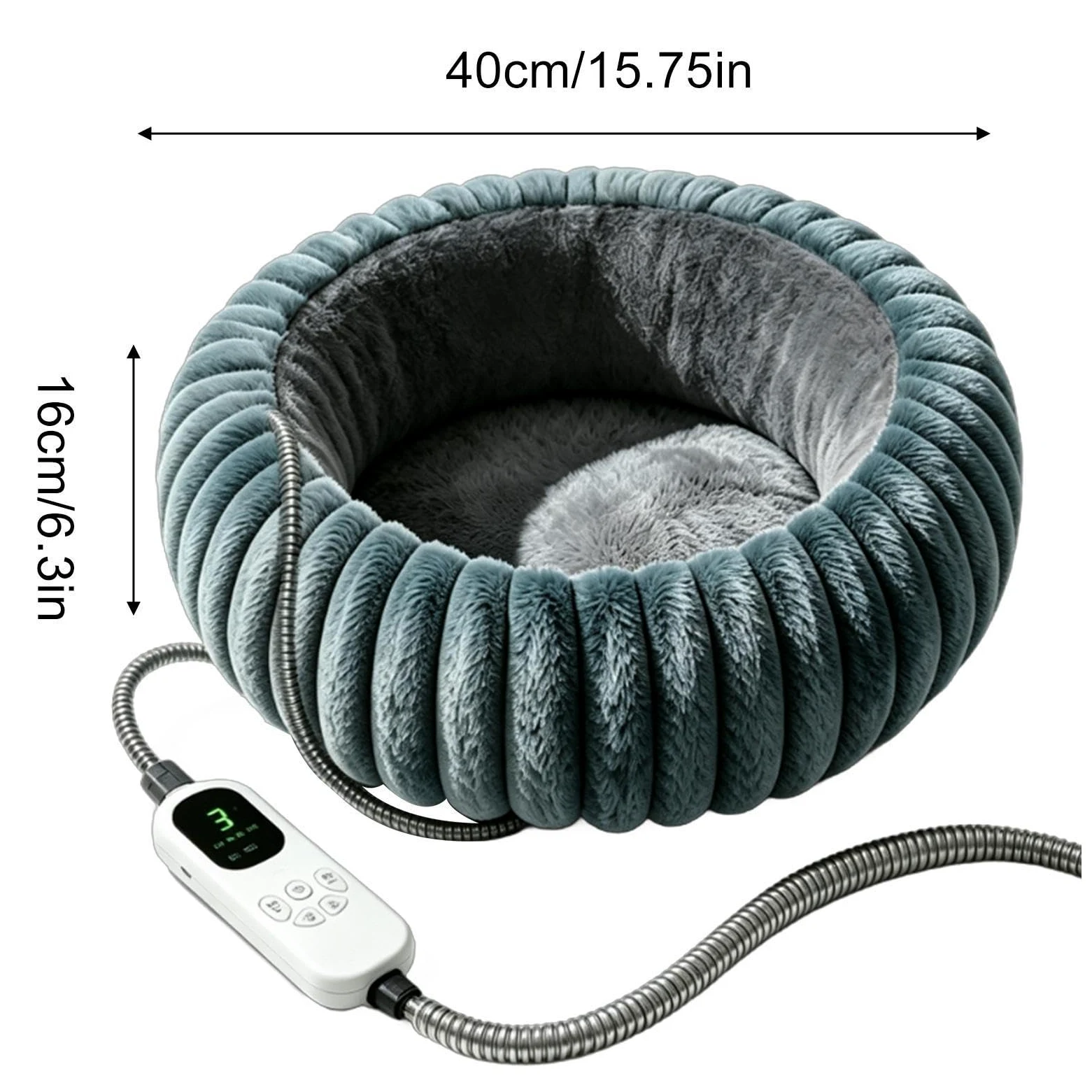 Cuccia Riscaldata Per Gatti Cuscino Rotondo in Peluche con Timer e 9 | Tappetino Riscaldante per Gatti per Angolo Casa Interno Soggiorno Camera Ufficio