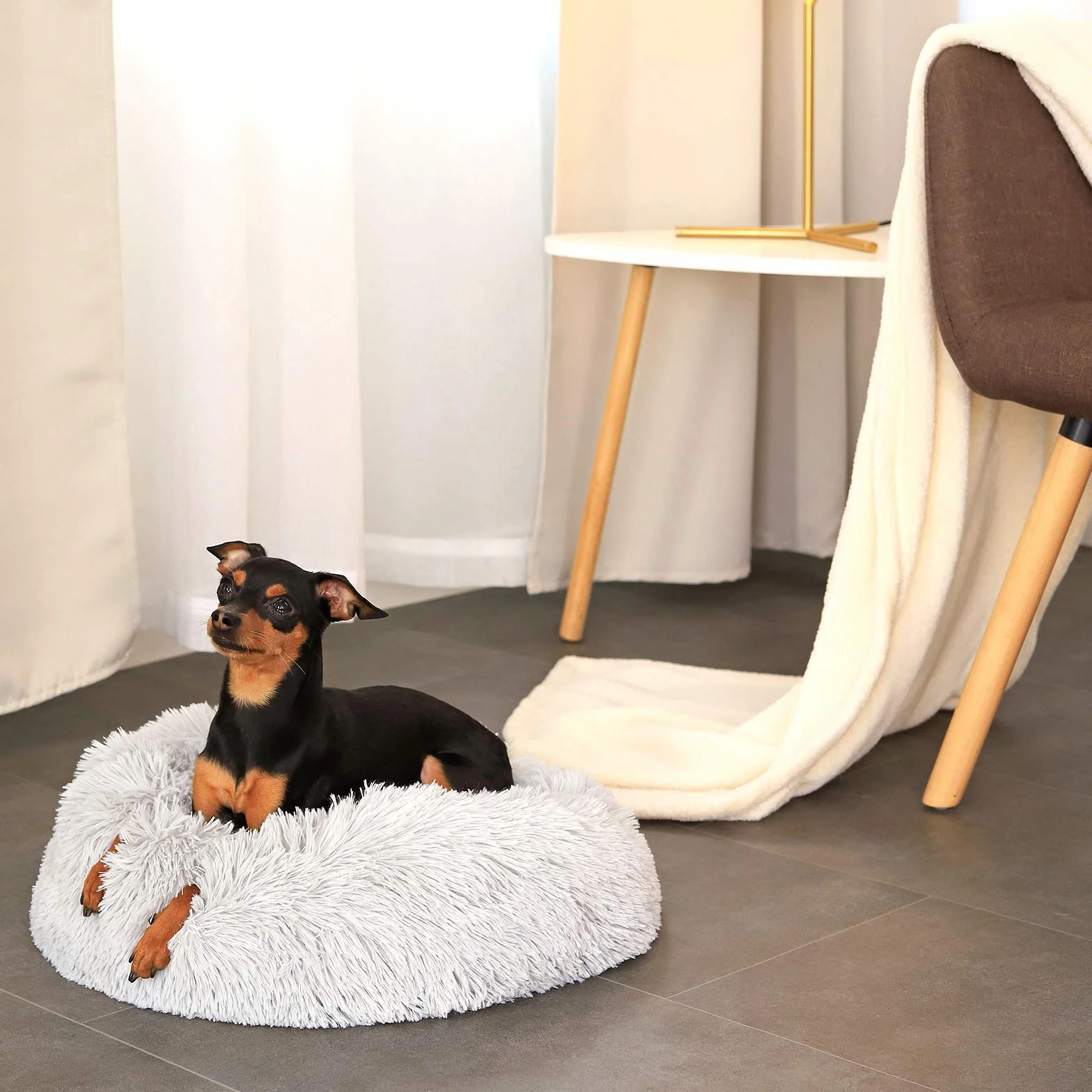 Lionto Donut Letto per Cani e Gatti 40 cm Grigio Chiaro