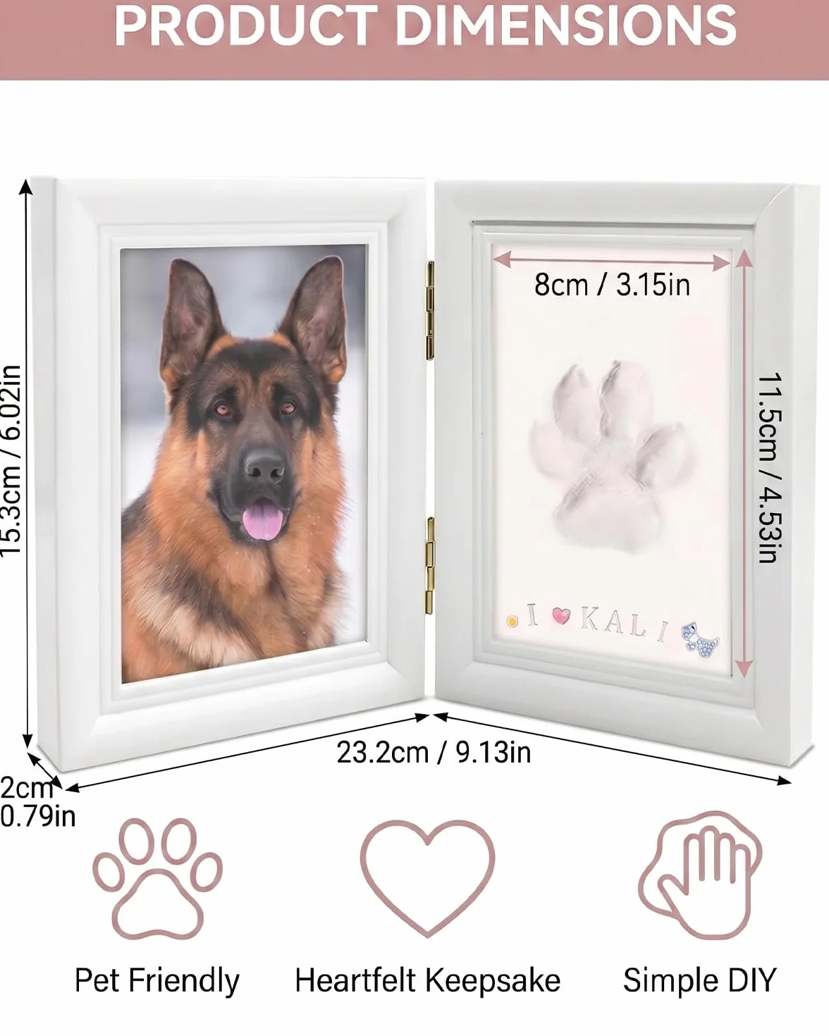 Impronta Zampa e Calco 3D per Cani Gatti, Kit Fai da Te con Cornice Foto, Regalo Commemorativo