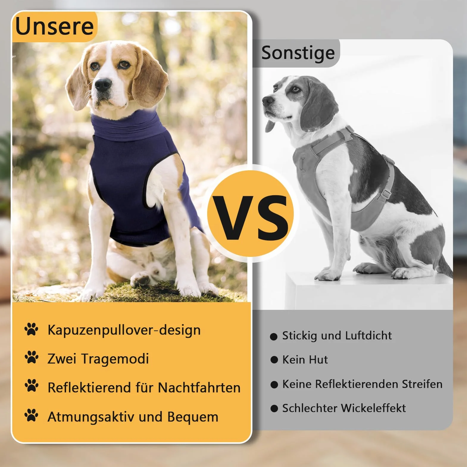 Gilet calmante per cani con cappuccio e strisce riflettenti, regolabile, traspirante, blu scuro 3XL
