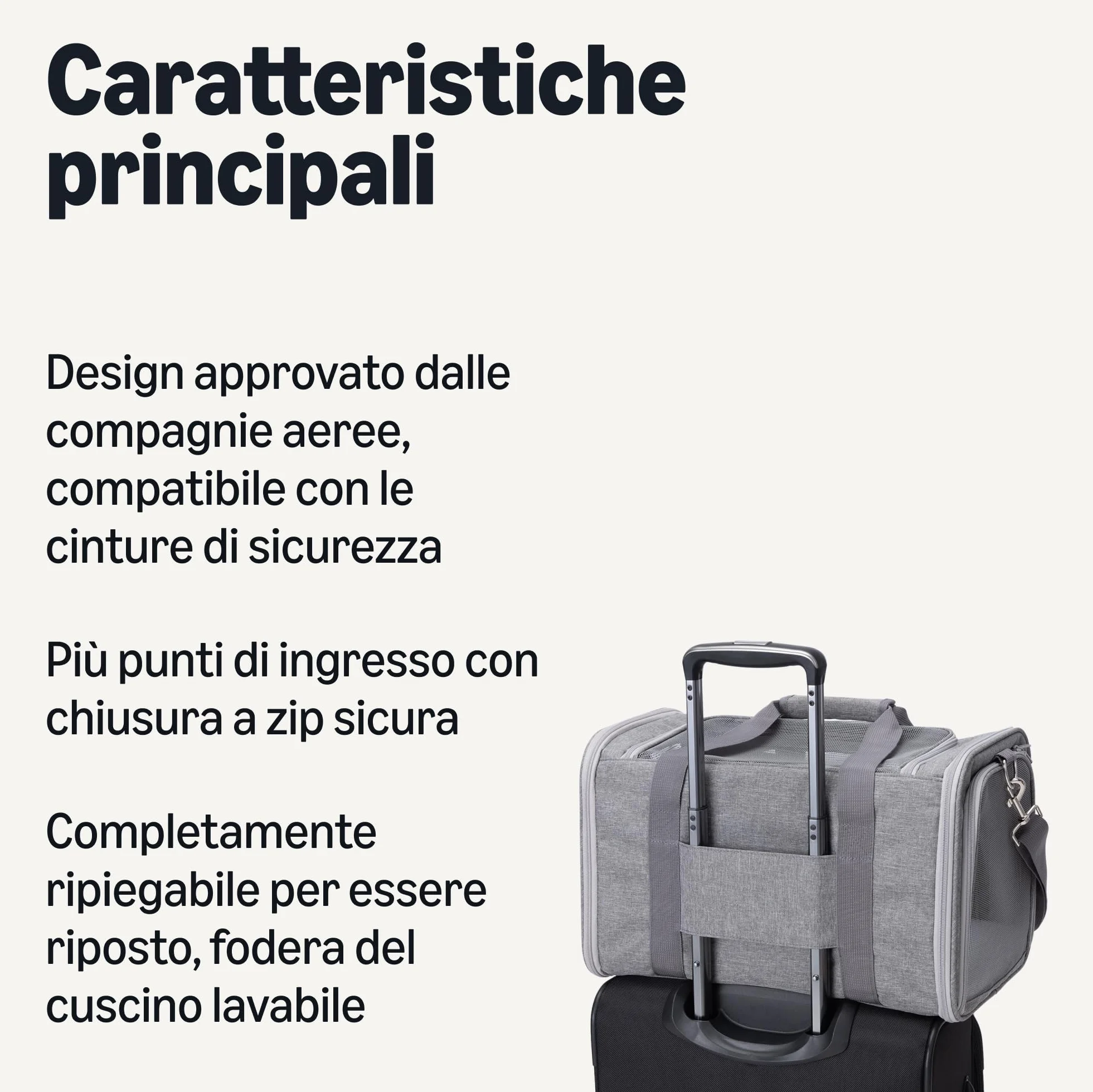 Amazon Basics -Trasportino Morbido Stile Borsa per Gatti e Cani, Tracolla Regolabile, Approvato per il Trasporto in Aereo, Pieghevole con Pannelli in Rete per la Ventilazione,43,2x 27,9x 27,9cm,Grigio