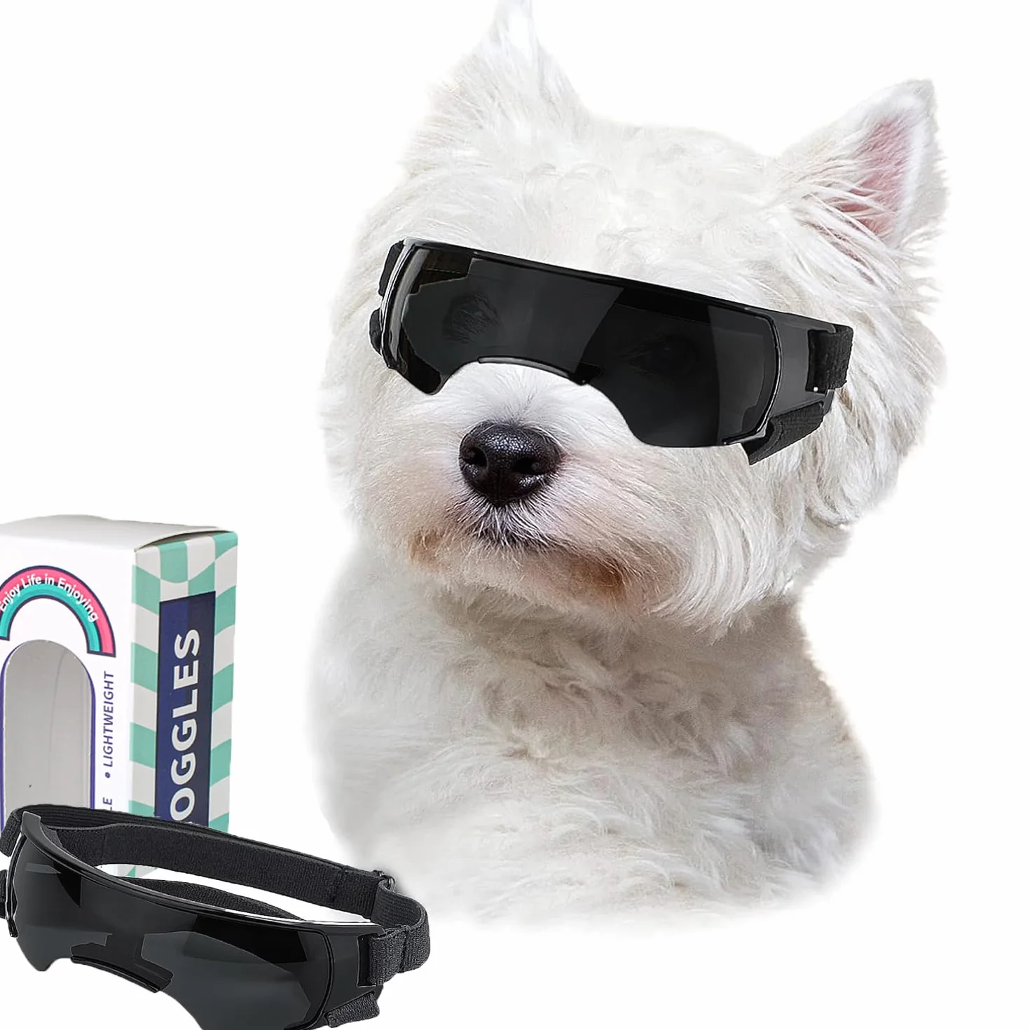 Occhiali x cani piccola taglia,Occhiali da Sole per Cani,UV con Cinturino Elastico Regolabile Antivento,per Cani di Taglia Piccola Media All' Aperto Protezione per Gli Occhi (nero)
