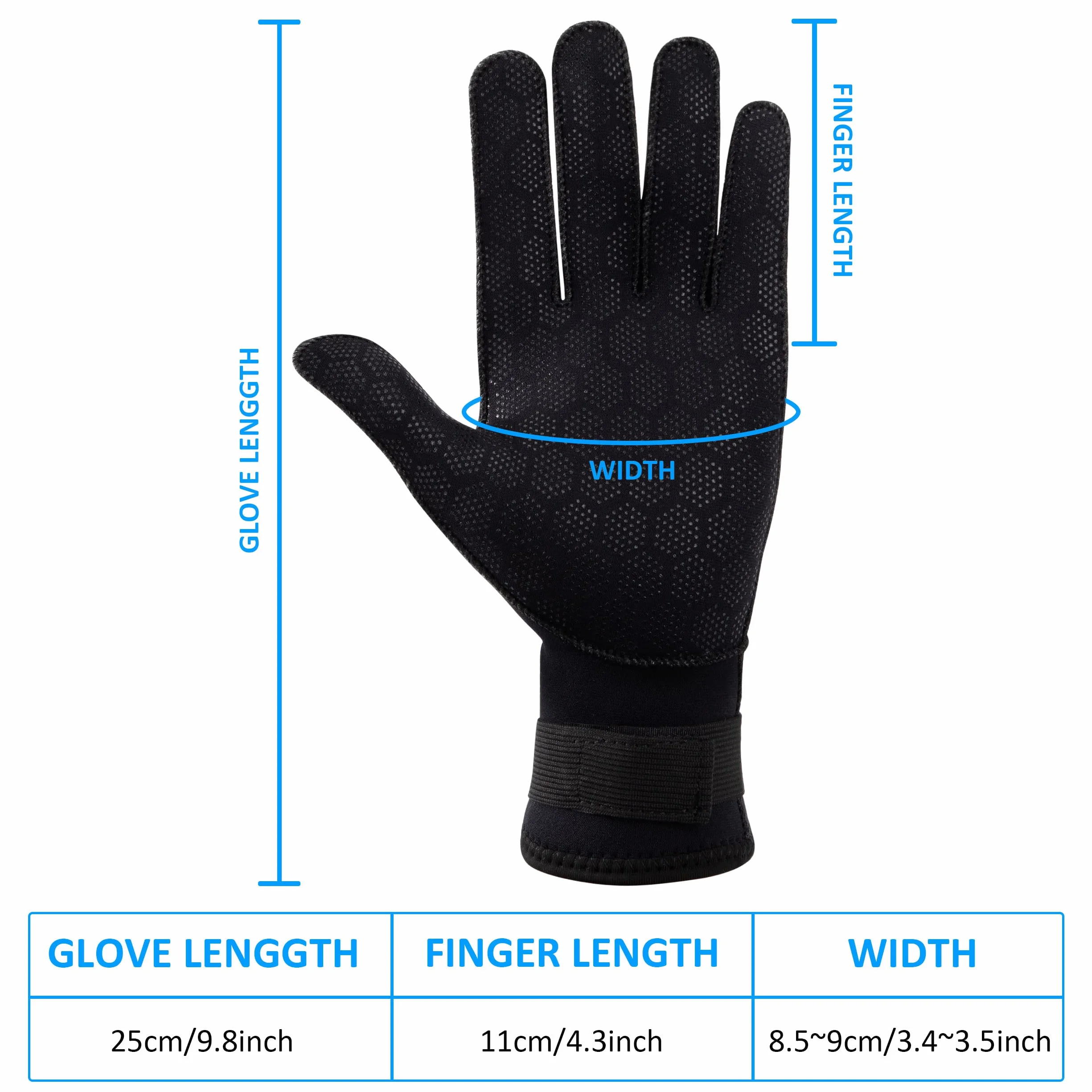 Tunejoy Guanti da Immersione in Neoprene 3mm Guanti da Muta Nero Antiscivolo Polso Elastico Regolabile Caldo per Subacquee Snorkeling Pesca Sport Acquatici Unisex Adulto Donne Uomini