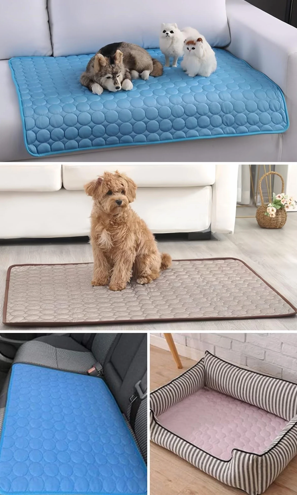 Tappetino Refrigerante Autoraffreddante per Cani e Gatti Lavabile 50x60cm Blu