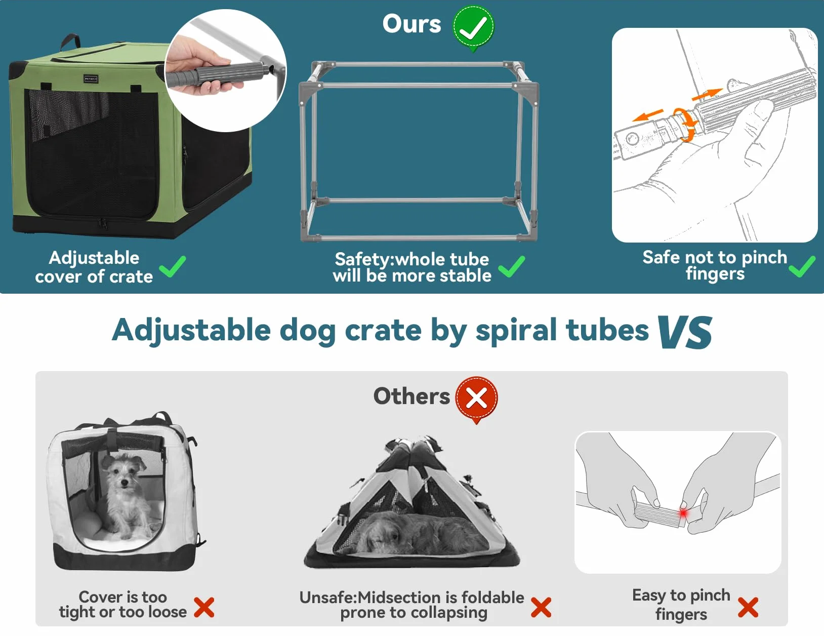 Petsfit Grande cassa per cani Extra Large casse, pieghevole per cani di taglia media e grande