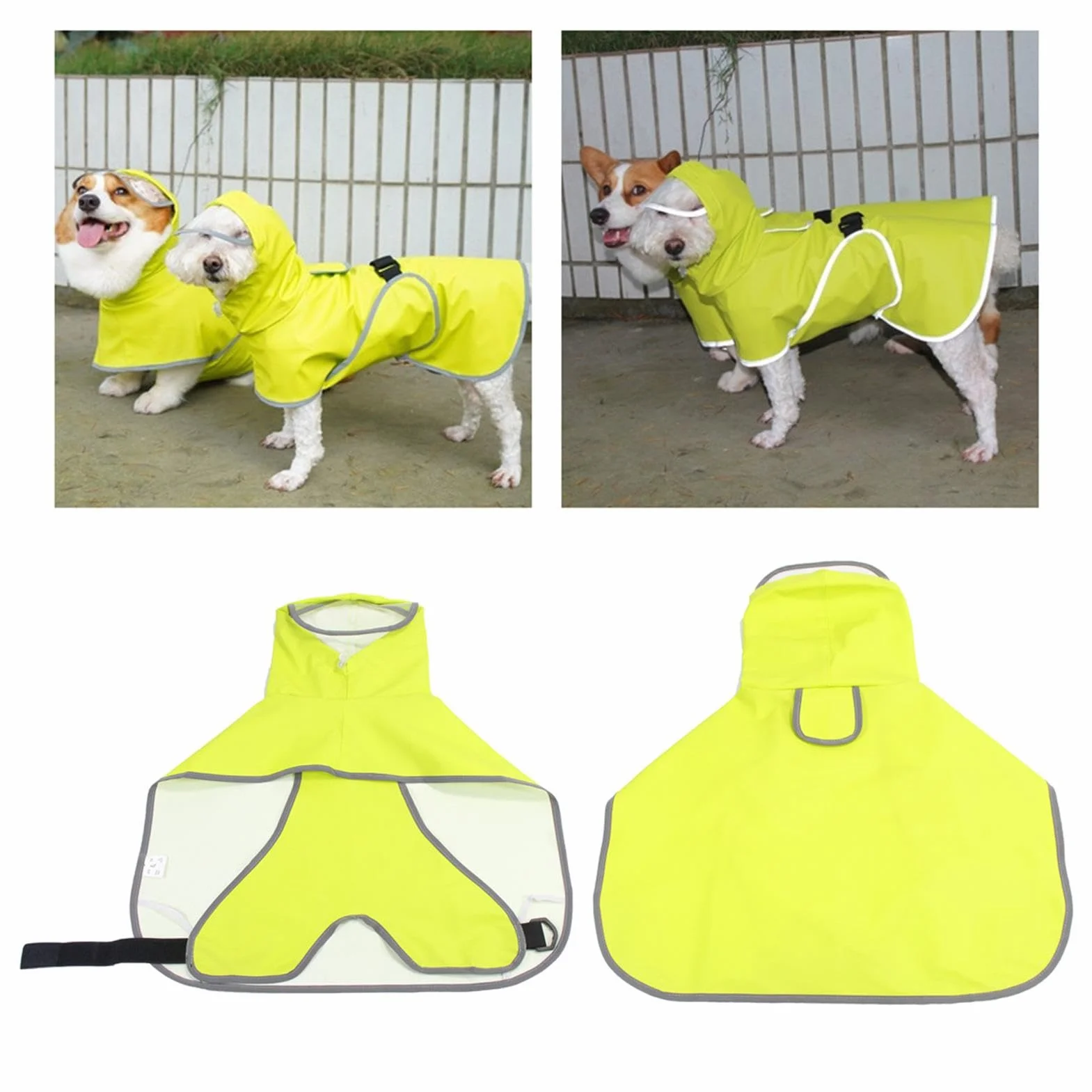 Impermeabile per Animali Domestici Impermeabile per Animali Domestici Impermeabile per Cucciolo | Abbigliamento Riflettente per Animali Domestici con Fori di Corda, Impermeabile per Cucciolo
