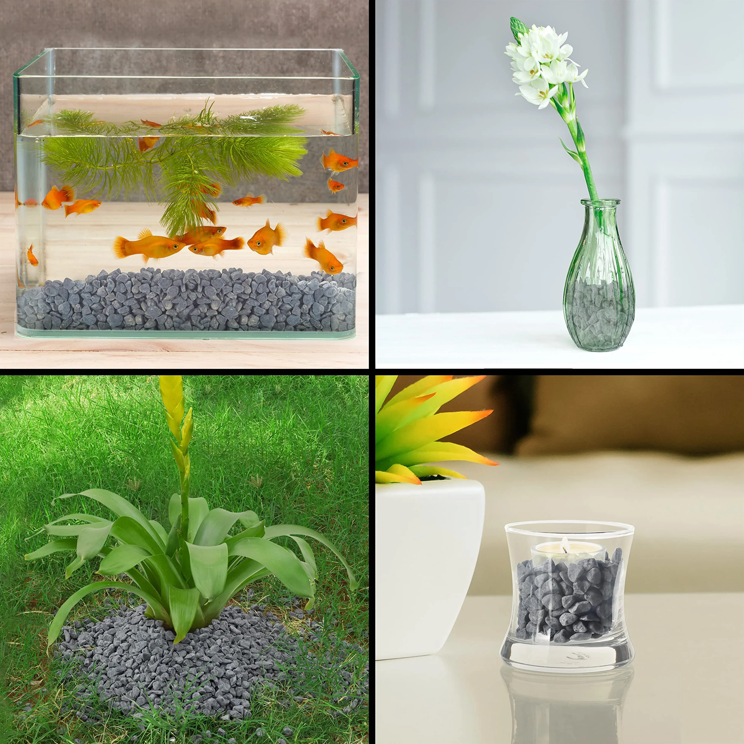 BELLE VOUS Sassi Decorativi per Vasi Grigi 3,6 kg Ciottoli per Giardino Assortiti Sassi da Fiume Misti