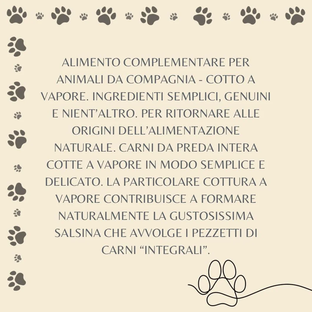 Pars Umido Selvaggina cotto a vapore, alimento completo in brodo di cottura per Cani, Gatti e Animali da Compagnia di tutte le età e taglie | 6 scatolette da 400 grammi l'una.