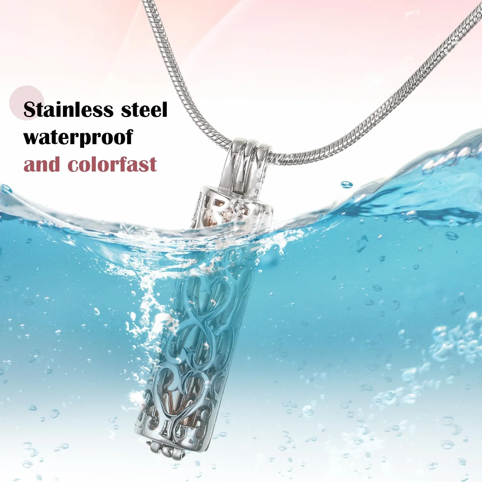 UICCVOKK Urn Necklace for Ashes Pet Keepsake Memorial Lockets Ashes Holder Cremation Jewellery Hollow Cylinder Vial Pendant