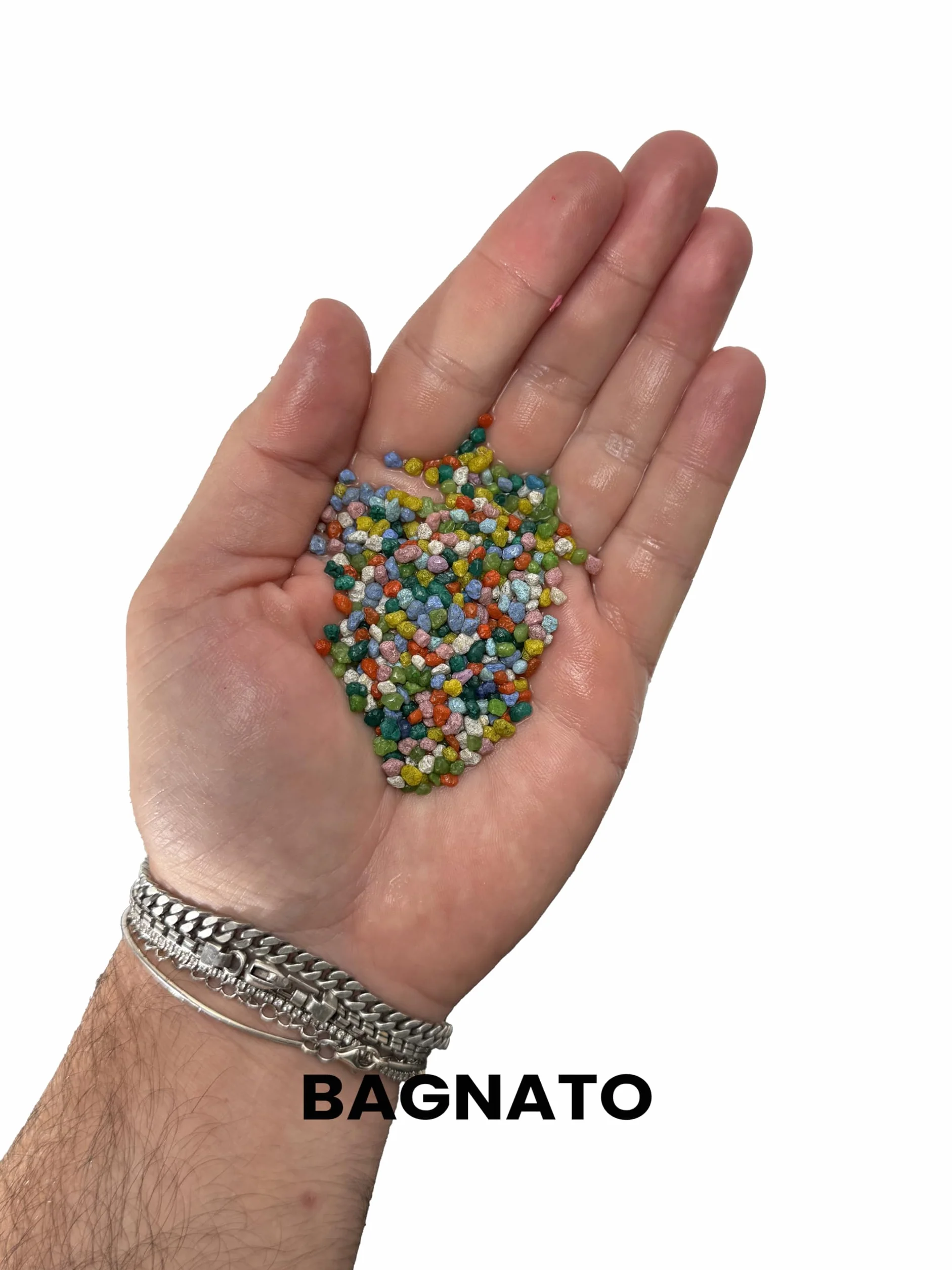 Ghiaia Decorativa Quarzo Ceramizzato Colorato per Vasi, Acquari e Terrari, 1 kg, Arlecchino