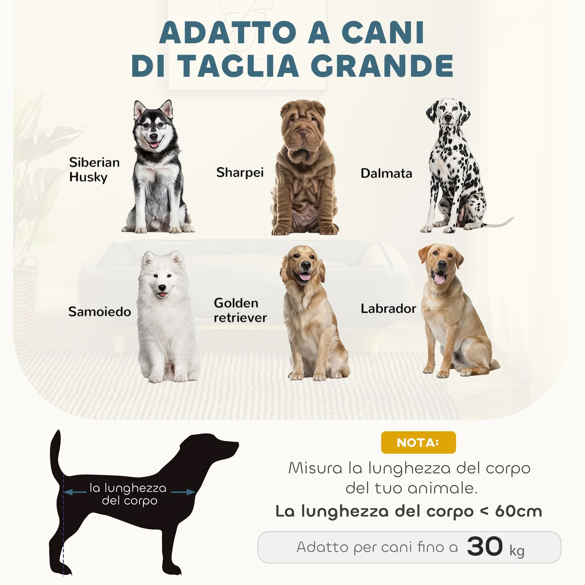 PawHut Divano per Cani Grandi Fino 30 kg, Cuccia Lettino Rialzato per Animali da Interno con Cuscino Rimovibile, 96x66x24 cm, Blu
