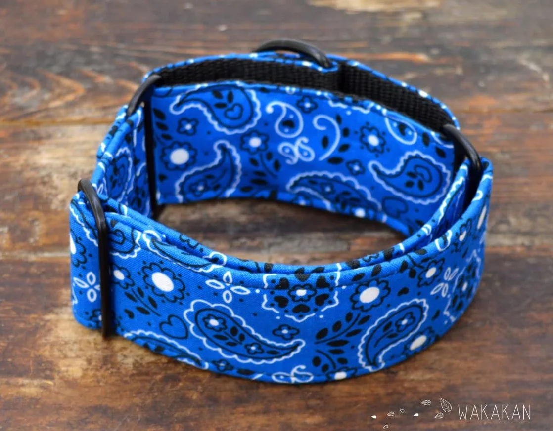 Wakakán Martingale Collare per Cani Blue Bandana Fatto a Mano Spagna