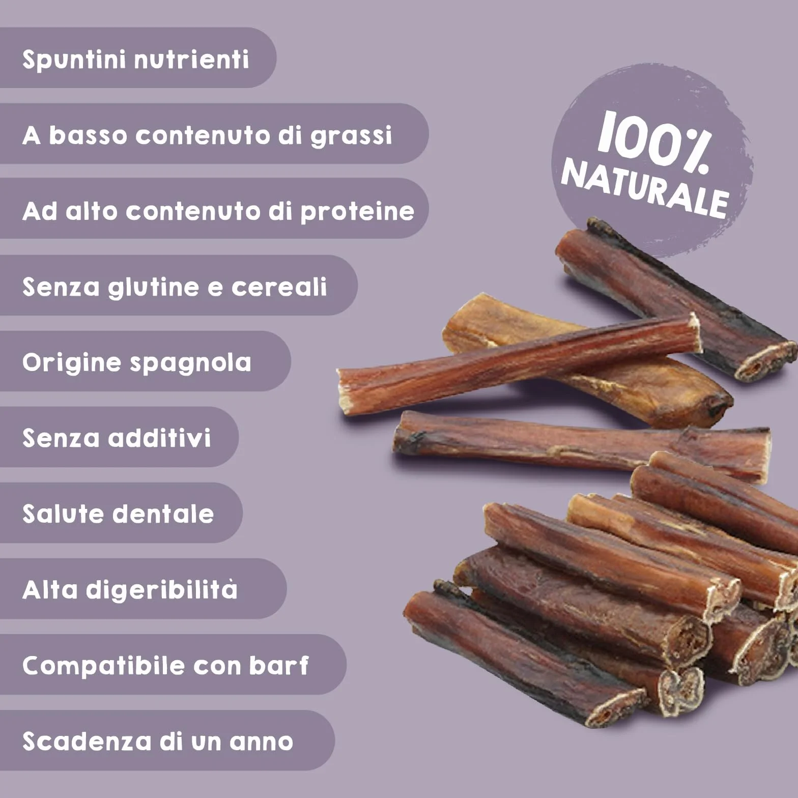 MAIKAI Nervo di Bue Snack 100% Naturali per Cani Tutta le Età + Premietti per l´Addestramento Cuccioli 10 Pezzi Dieta BARF + Bastoncini Ossa Ideali per i Denti - Regali Per Cani