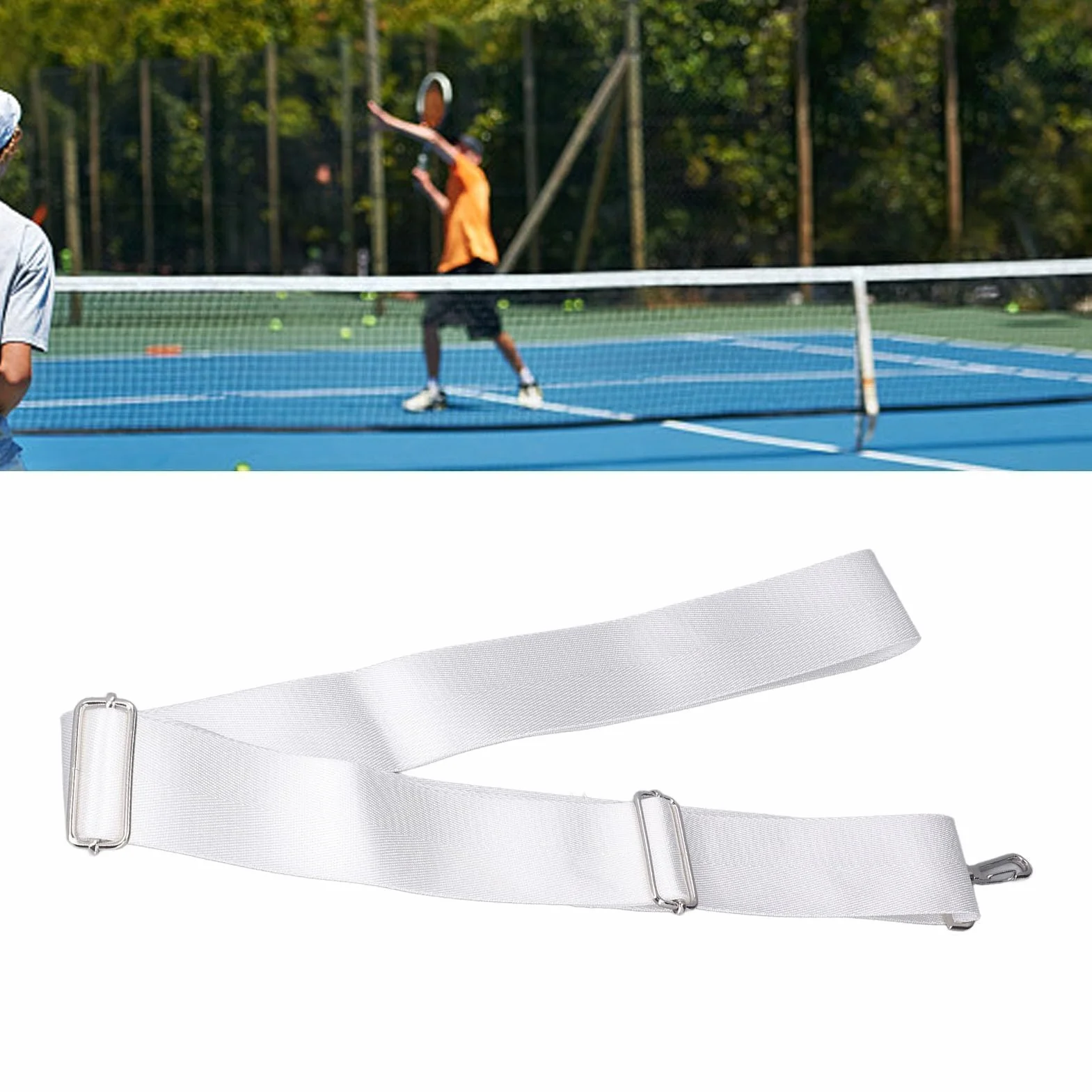 Cinghie per Rete da Tennis 2,2m x 5cm Centrale Altezza Regolabile con Fibbia in Acciaio Inossidabile