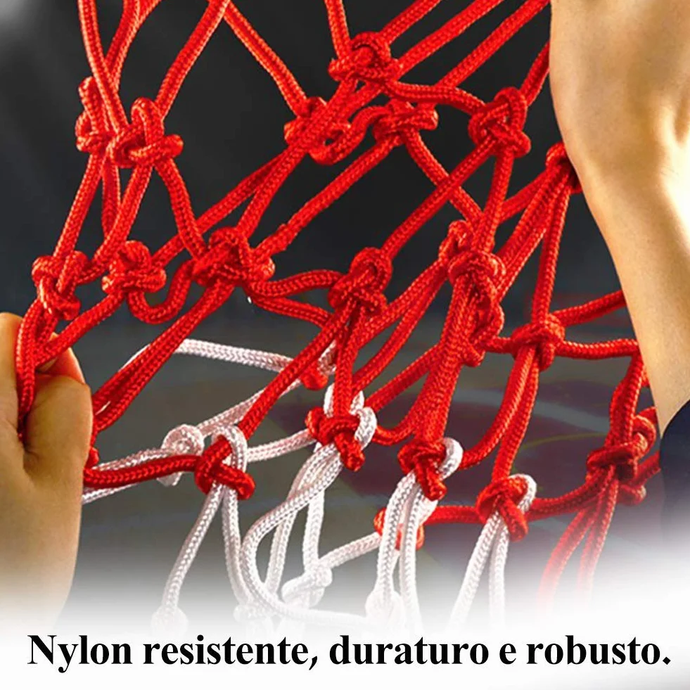 Rete per Canestro da Basket 12 Anelli Blu Rosso Bianco, Reti Professionali per Canestro Standard