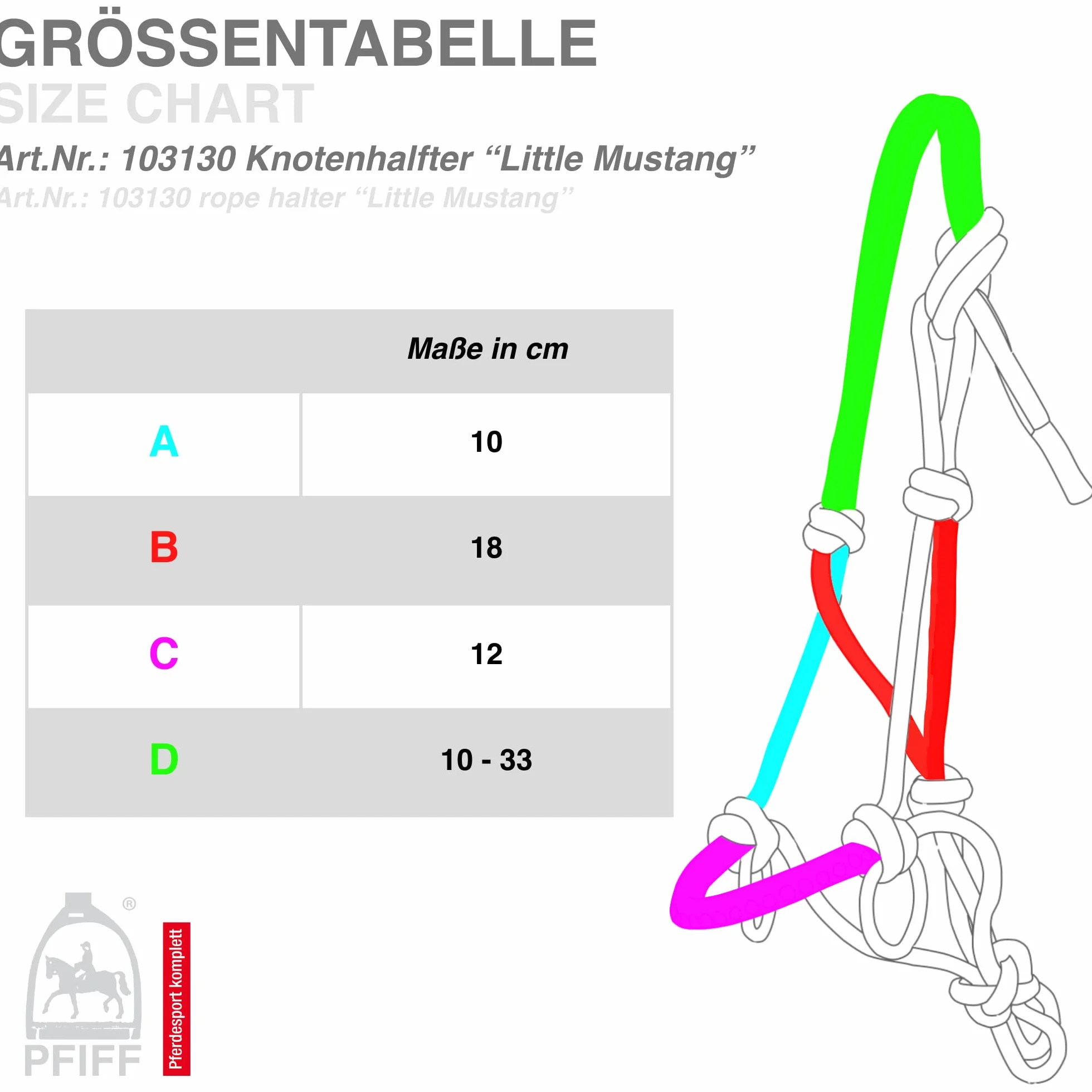 PFIFF Hobby Horse 103130 - Set di Cavezza Little Mustang, Cavezza con redini, Set di Cavezza Regolabile con Pietre Glitterate, Colore: Turchese