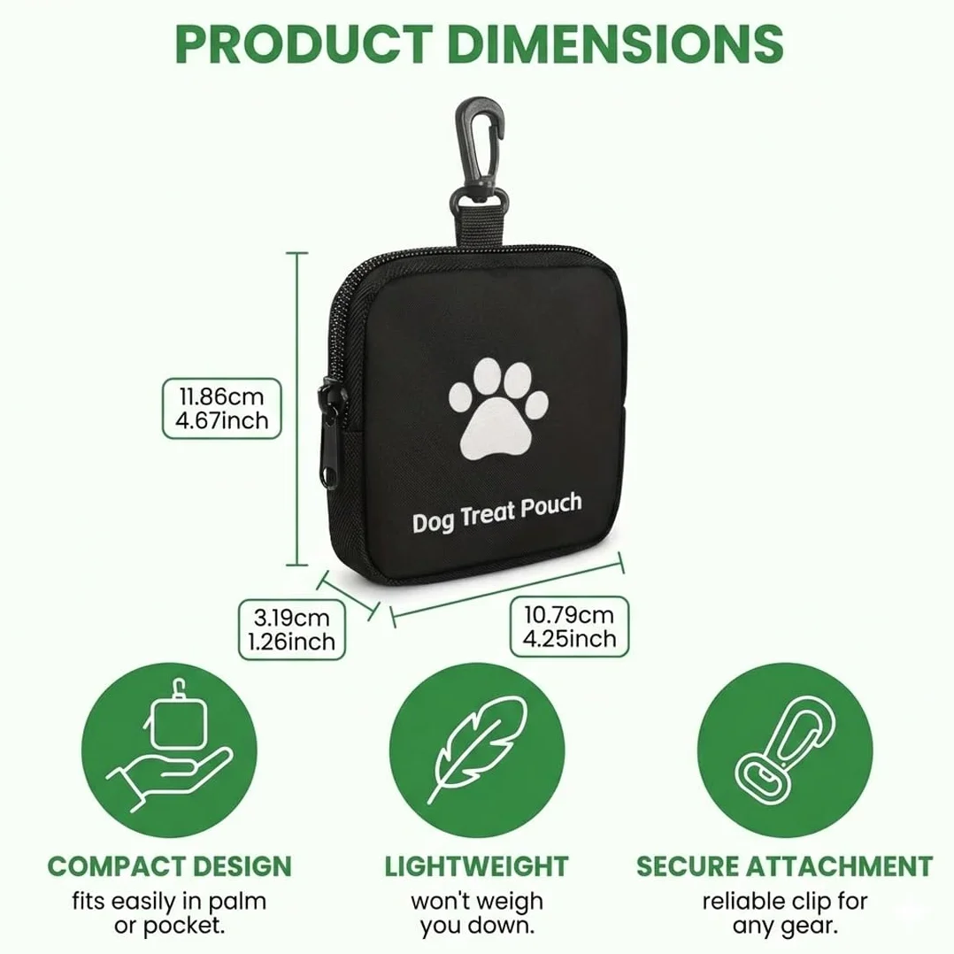 1 sacchetto per snack per cani, design impermeabile, per conservare snack per cani come ricompensa, con chiusura a zip, adatto per viaggi e uso all'aperto (nero)