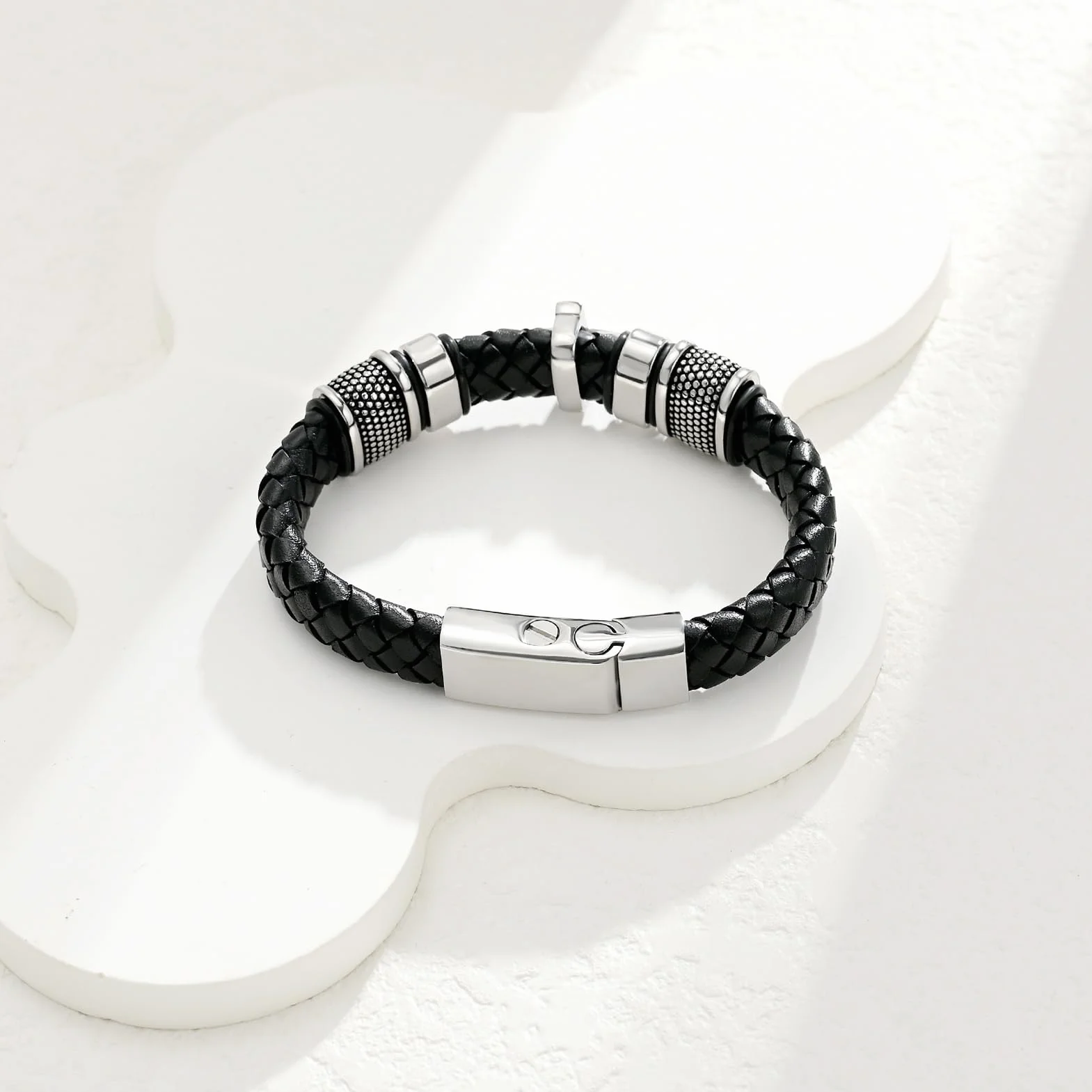 Bracciale a forma di croce in vera pelle con cenere commemorativa gioielli urna ricordo