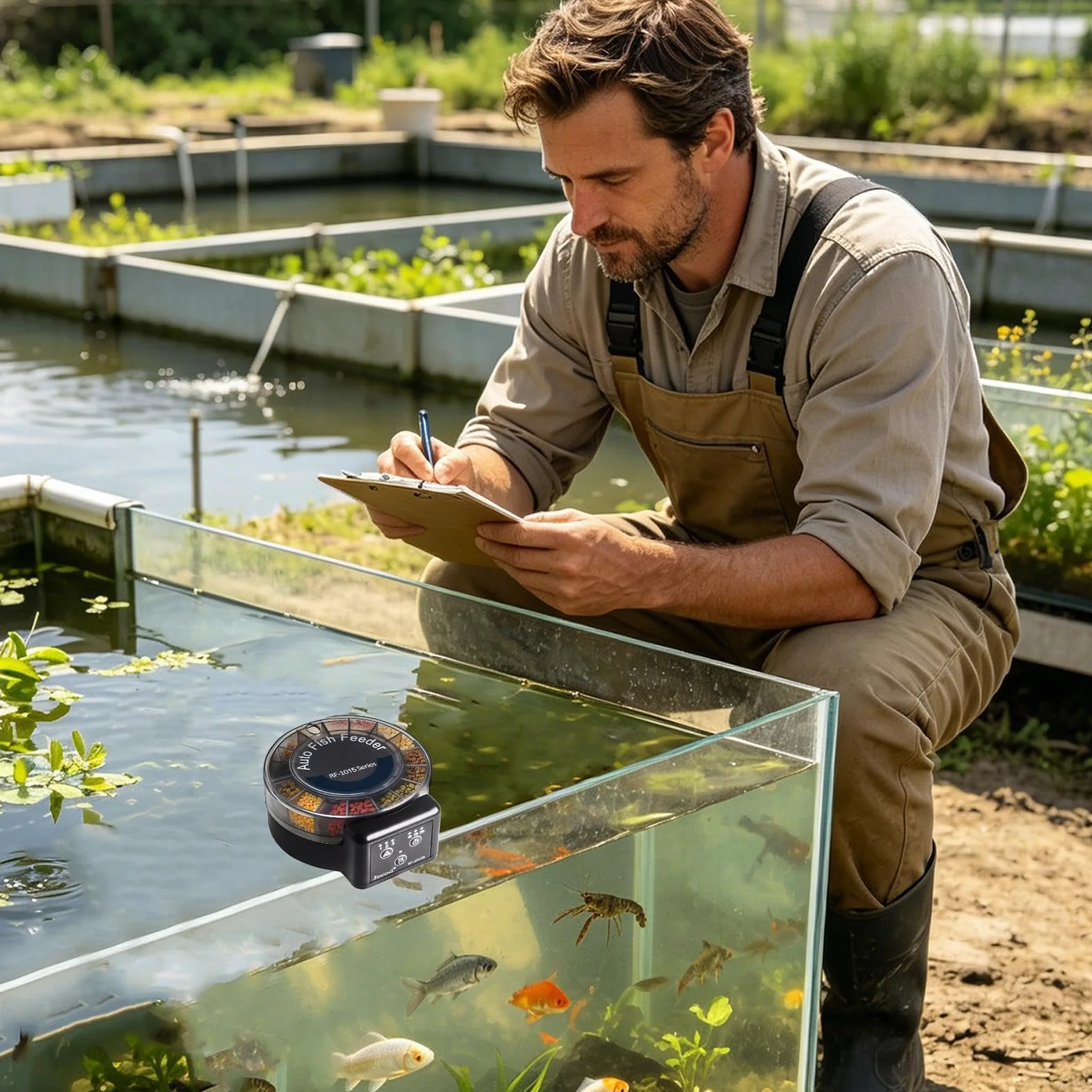 Mangiatoia automatica per acquario con scomparti separati e ermetica | Mangiatoia elettronica per pesci, da 105 ml, per le vacanze, le tartarughe, il laghetto da giardino e gli animali domestici