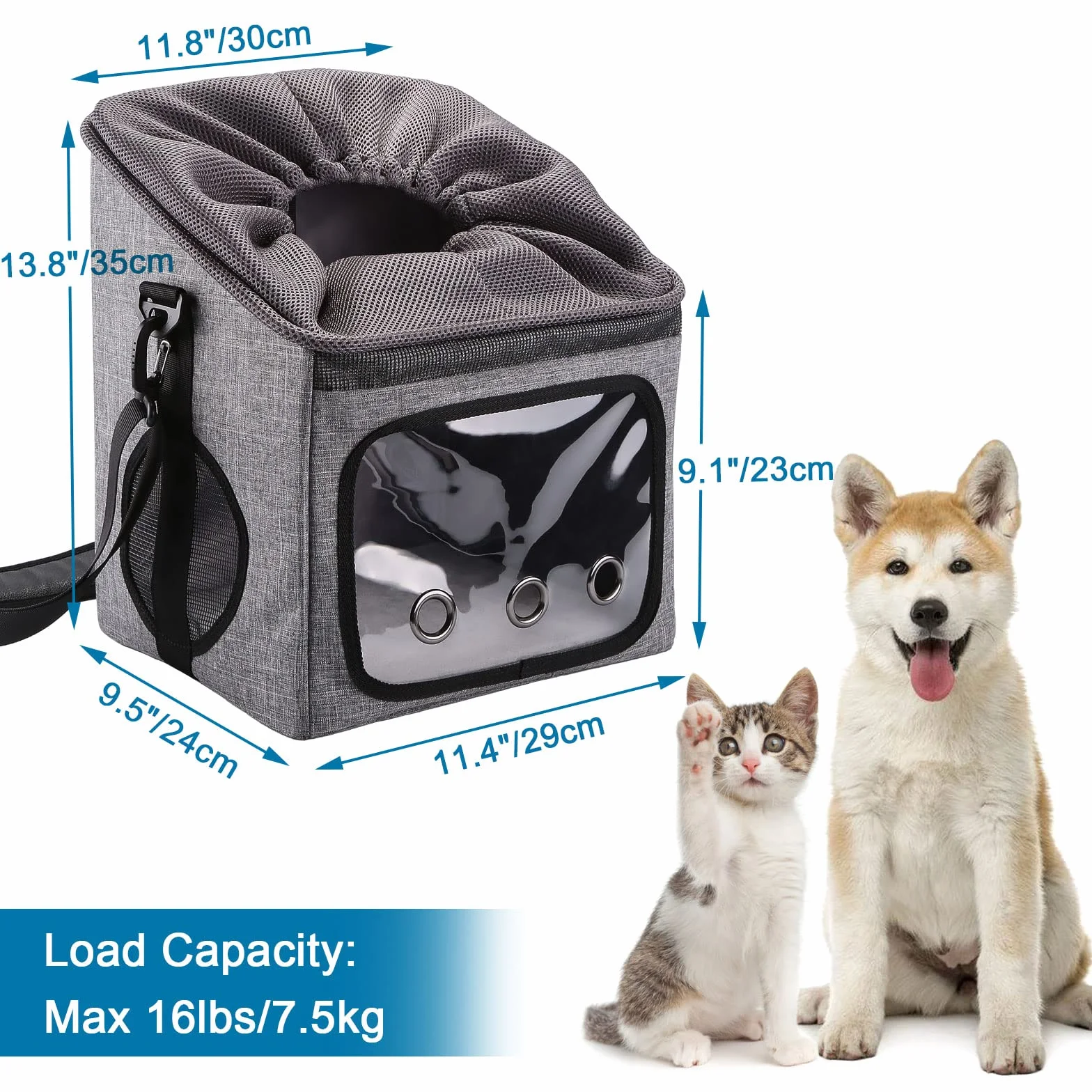 Ownpets Cane Bicicletta Cestino Bag Pet Bag Seggiolino Auto Cane con Corda di Sicurezza Tracolla Regolabile Portatile Traspirante Cestino Della Bicicletta per Cani