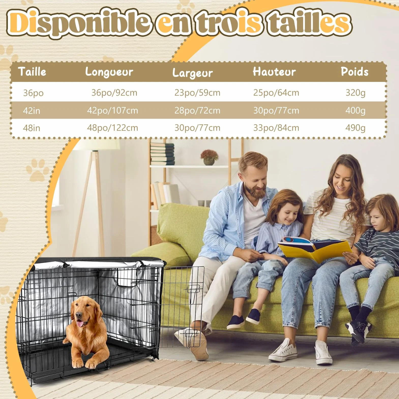 VINGVO Copertura per gabbia di cane 600D Impermeabile 42 pollici