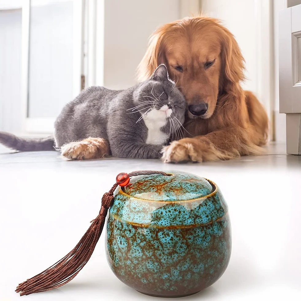 Urna Ricordo in Ceramica, Mini Urna per Ceneri Umane, Cremazione e Sepoltura per Animali Domestici, Adulti, Cani e Gatti - Ricordo Funerale