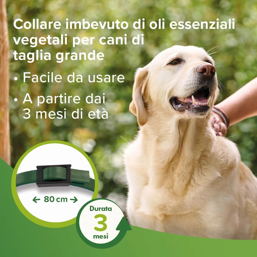 Beaphar Protezione Naturale, Collare Scudo Regolabile per Cane Grande, con Olio di Neem, Fino a 3 Mesi di Protezione, 80 cm