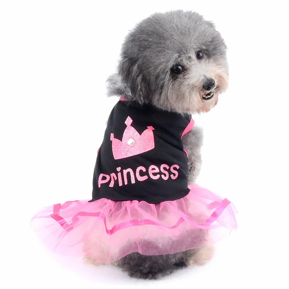 Vestitino per Gatti e Cani di Piccola Taglia (Chihuahua), Motivo: da Principessa, con Corona, Stagione: Estiva, Colore: Rosa, Bianco