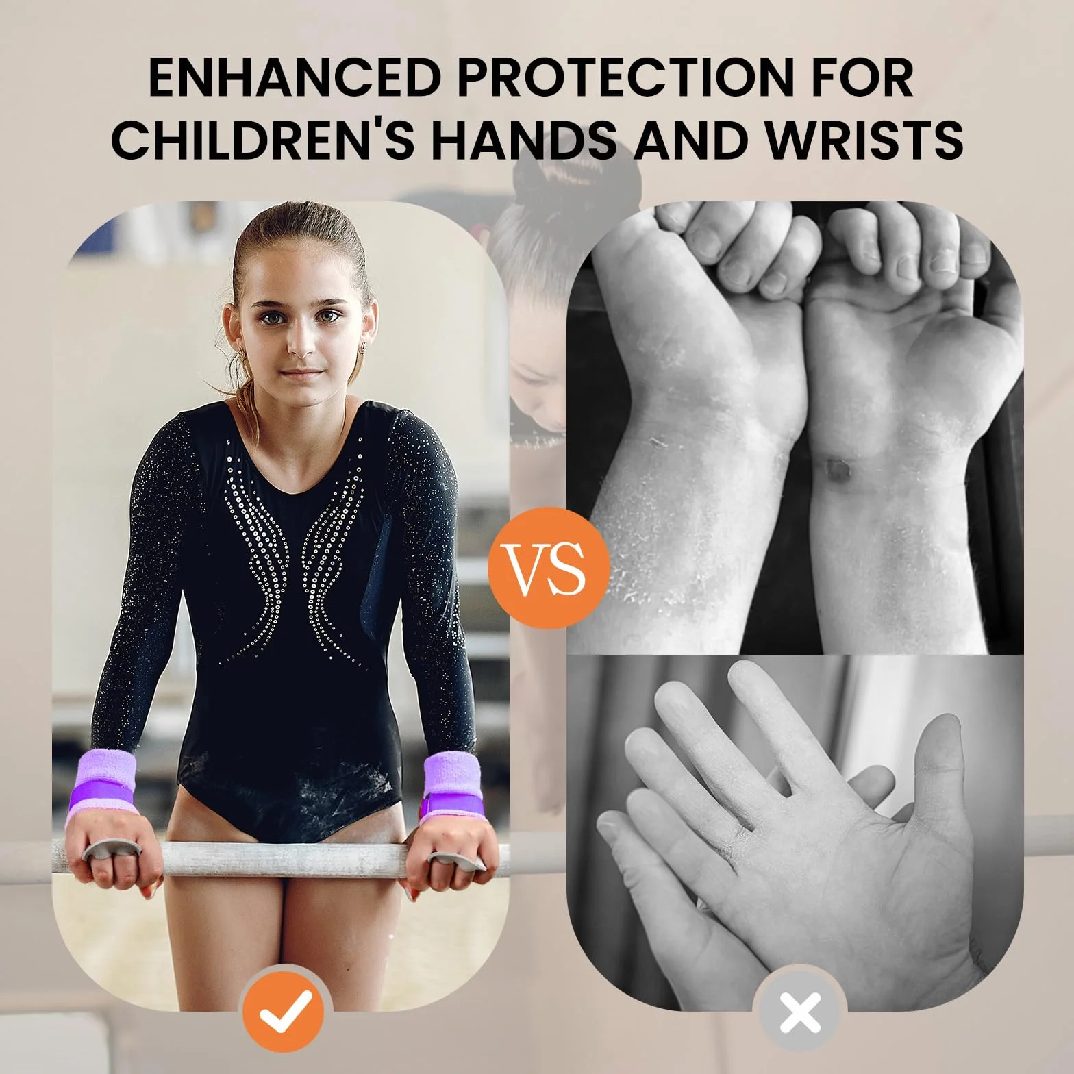 FINGER TEN Set polsini ginnastica con protezioni palmo supporto polso
