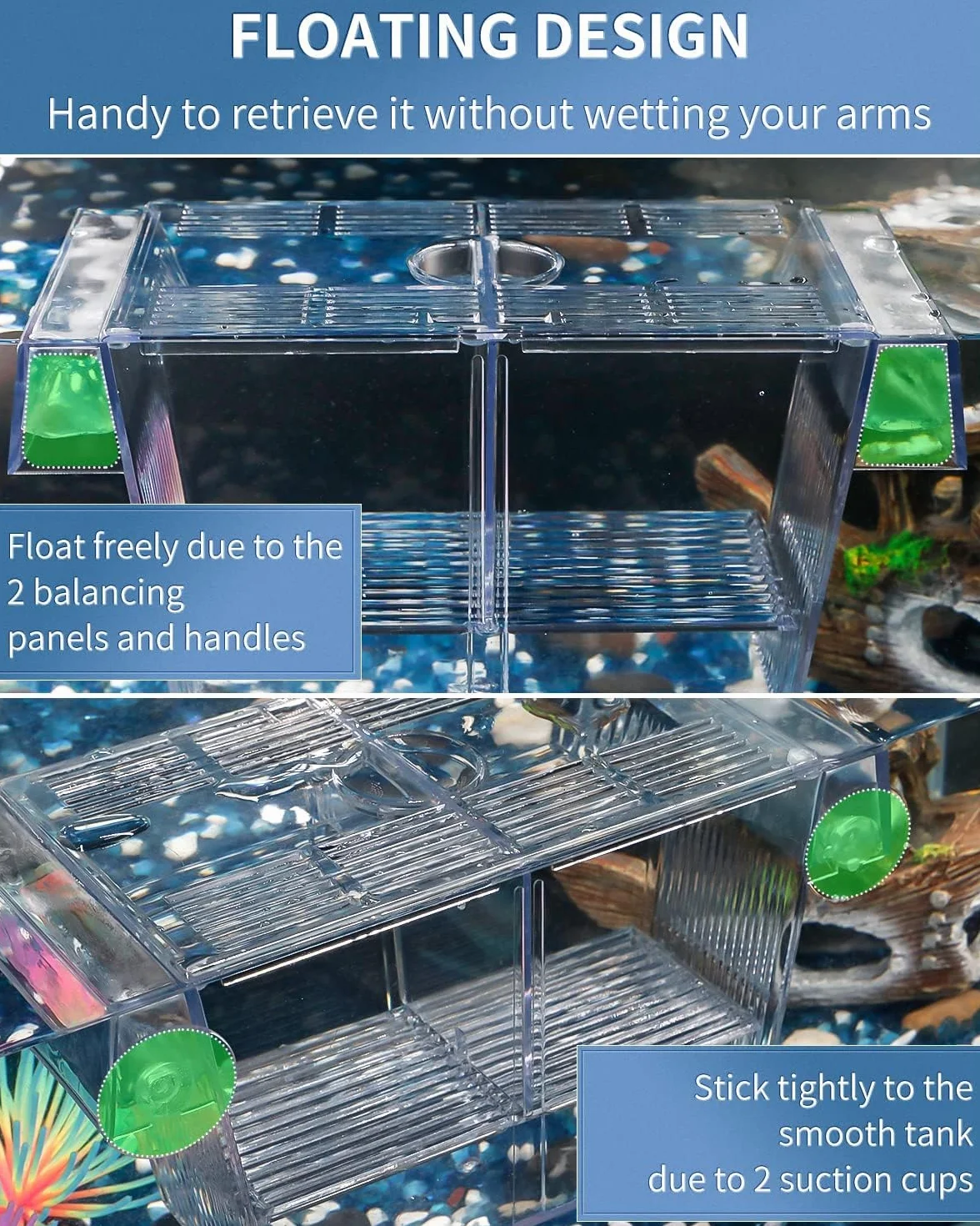Pawfly Acquario Box per Allevamento Pesci Incubatrice Acrilica Serbatoio con Ventose Medio Box di Isolamento per Avannotti Gamberetti Betta e Guppy