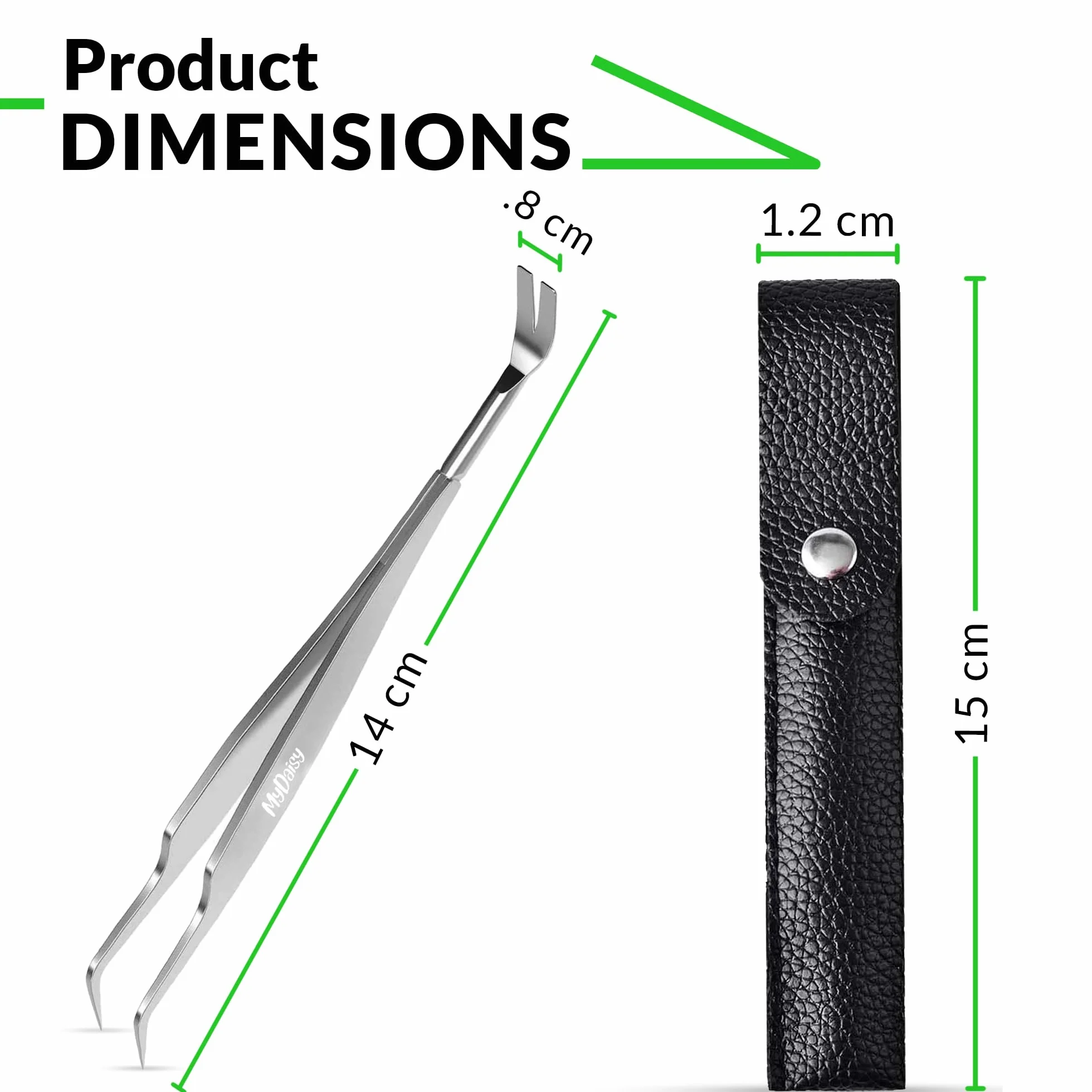 MYDAISY Pinza per zecche 2 in 1 in Metallo con Astuccio, Pinza per zecche in Acciaio Inox per Uomo, Cane, Gatto, Cavallo, Pinza zecche per Cani
